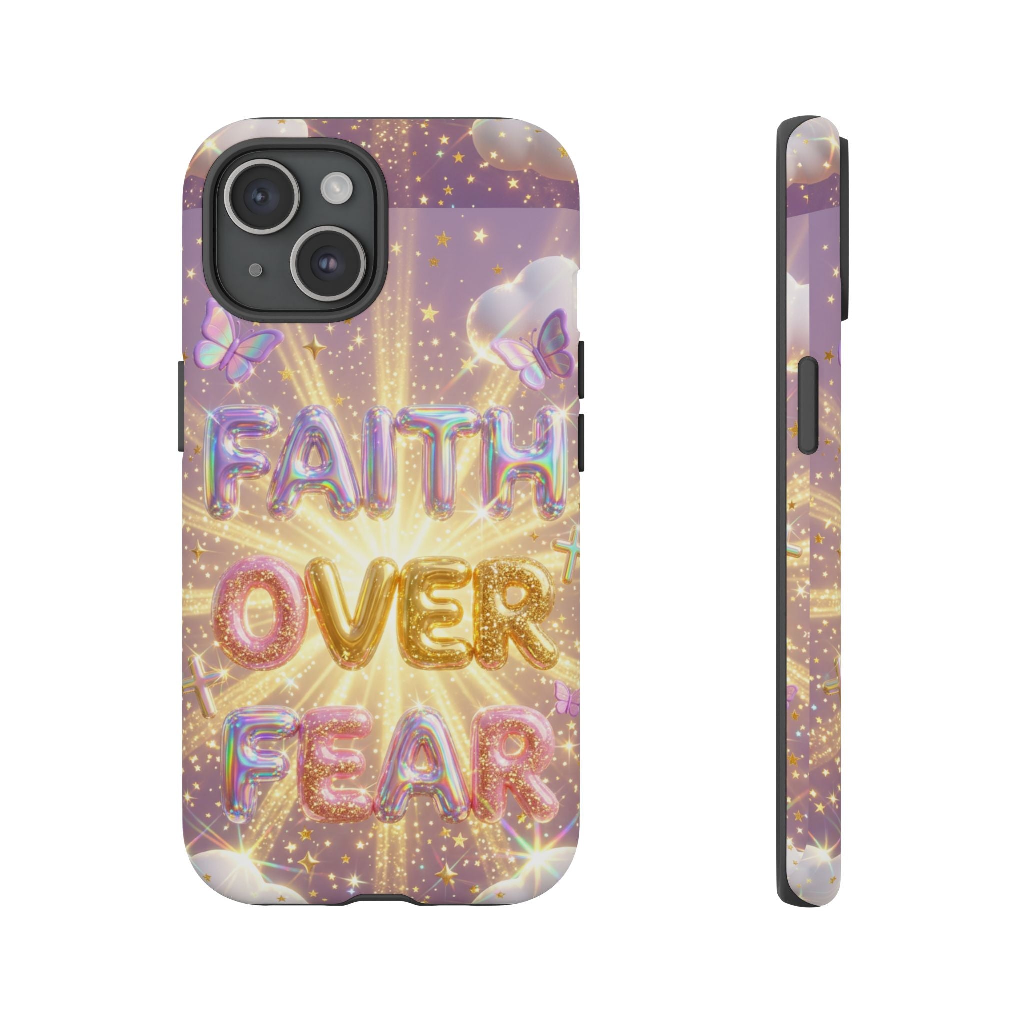 Faith Over Fear Glitter Phone Case — Inspirational Protective iPhone Cover