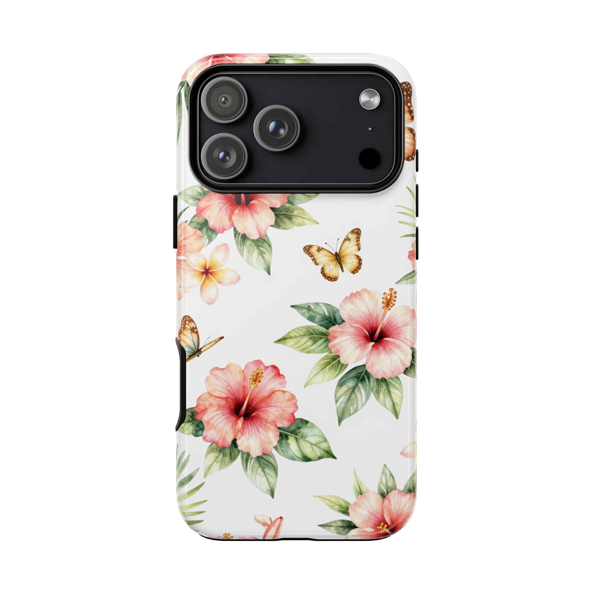 Floral Butterflies Tough Phone Case – Tropical Hibiscus Protective Cover