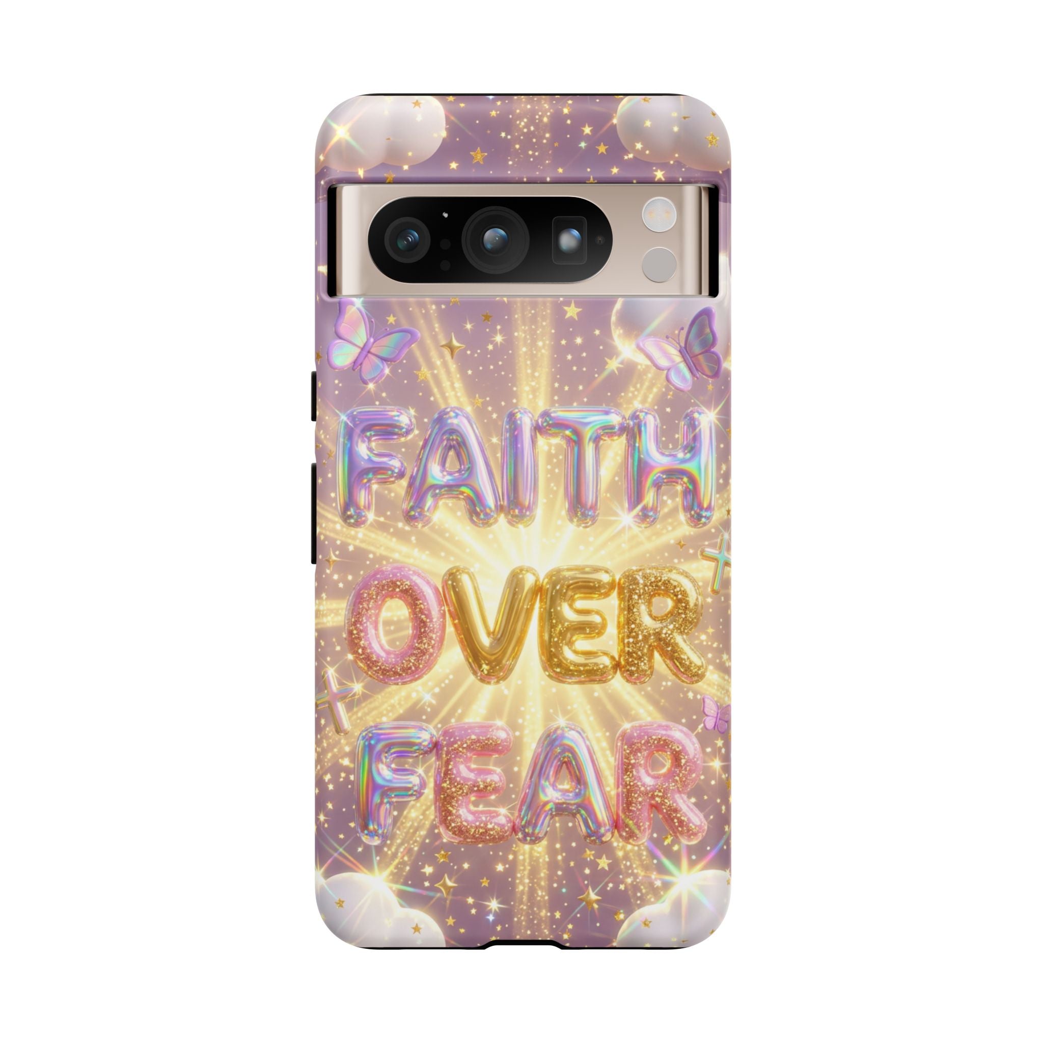 Faith Over Fear Glitter Phone Case — Inspirational Protective iPhone Cover