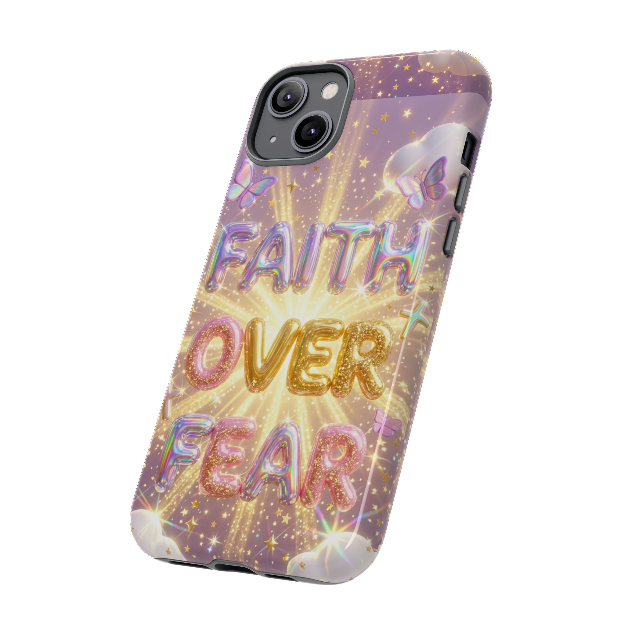 Faith Over Fear Glitter Phone Case — Inspirational Protective iPhone Cover