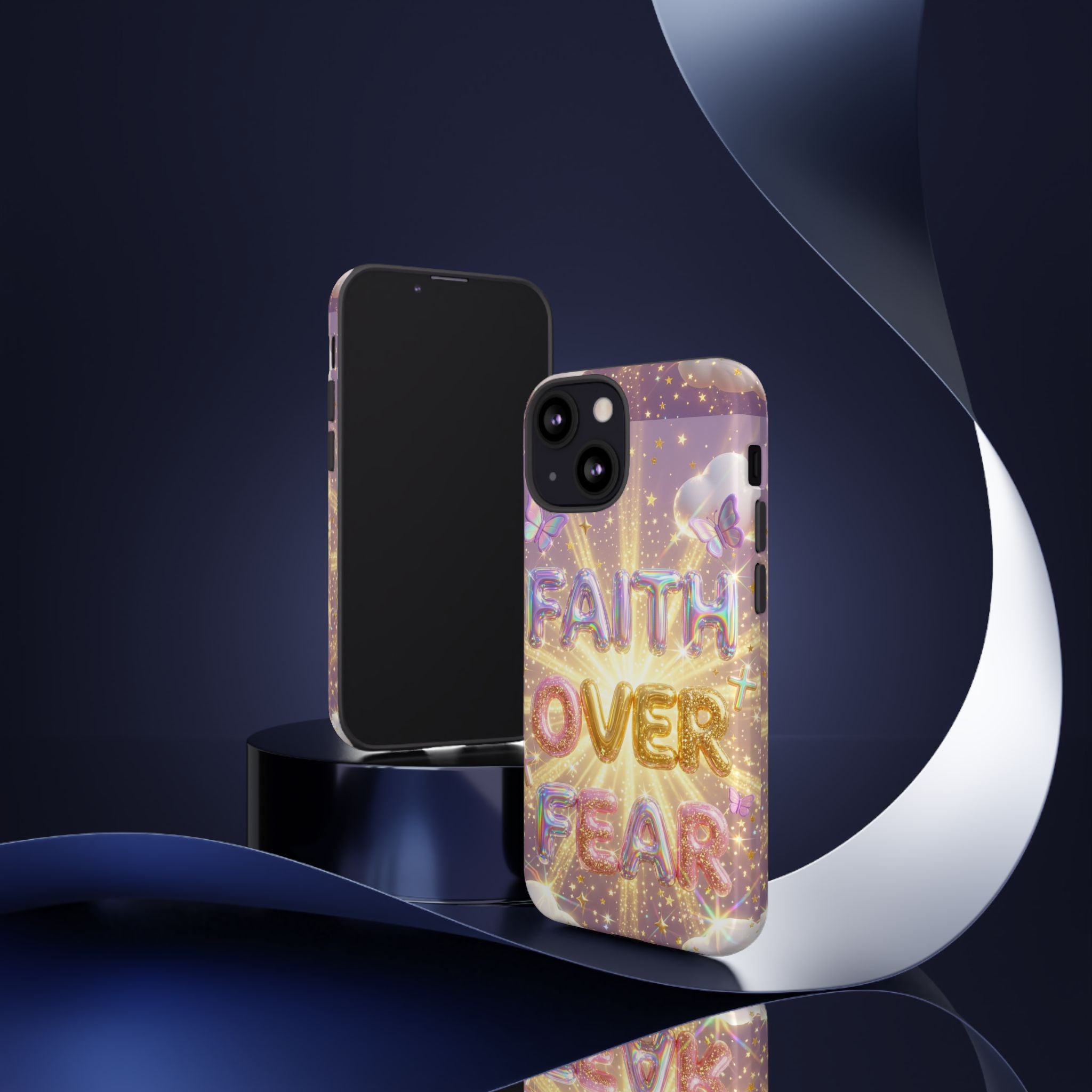 Faith Over Fear Glitter Phone Case — Inspirational Protective iPhone Cover