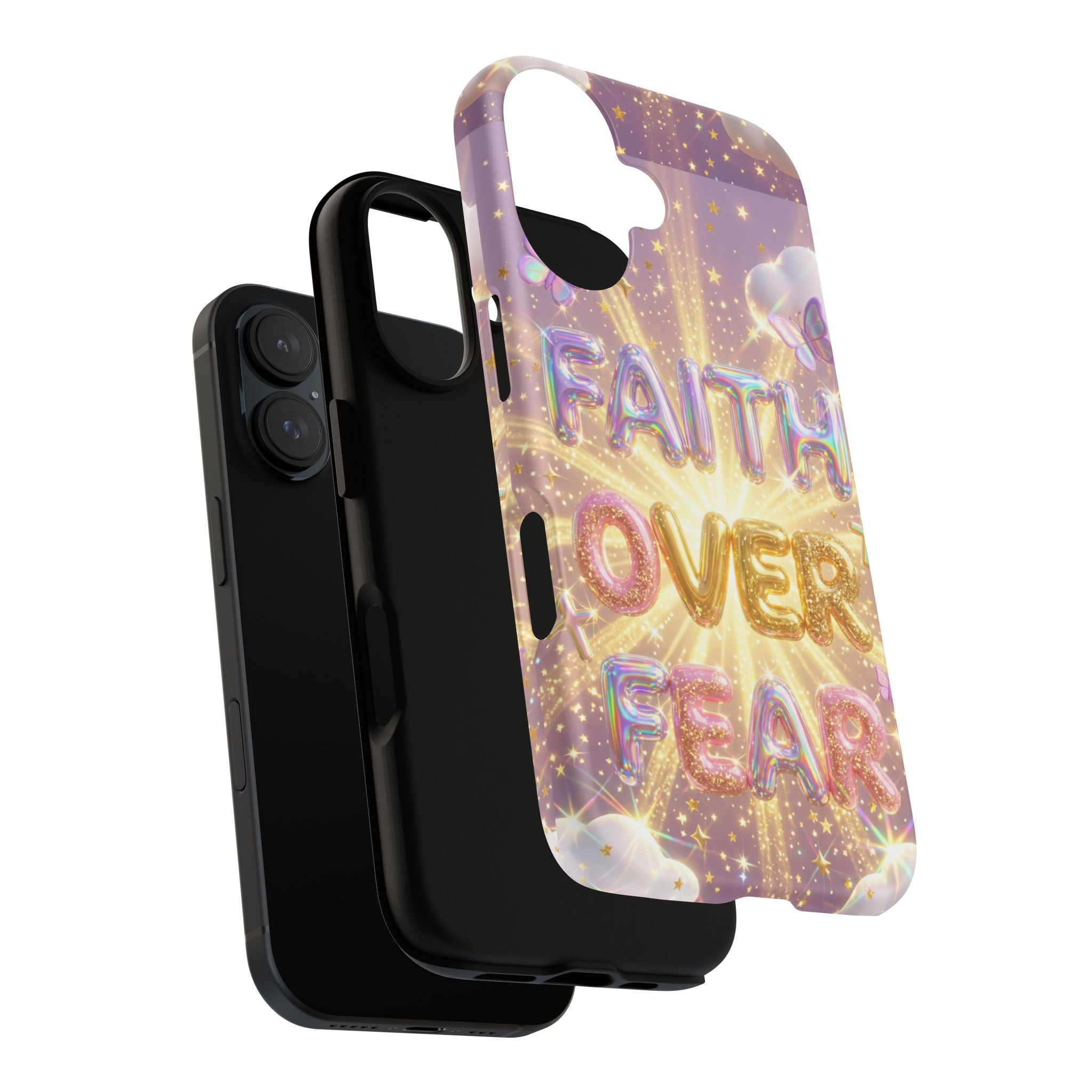 Faith Over Fear Glitter Phone Case — Inspirational Protective iPhone Cover