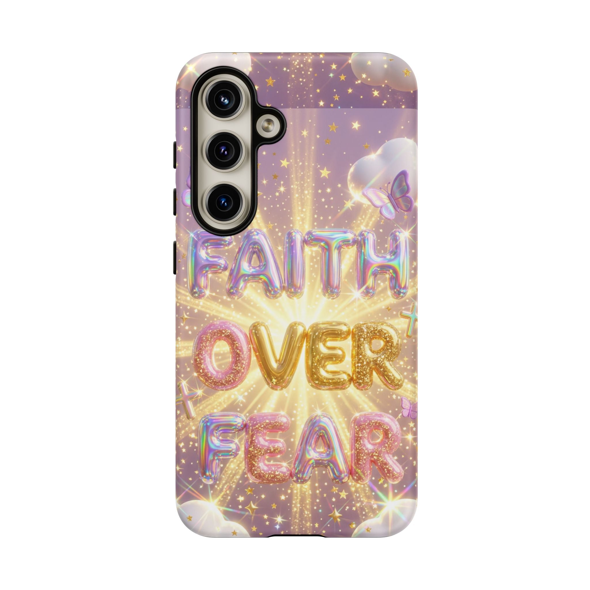 Faith Over Fear Glitter Phone Case — Inspirational Protective iPhone Cover