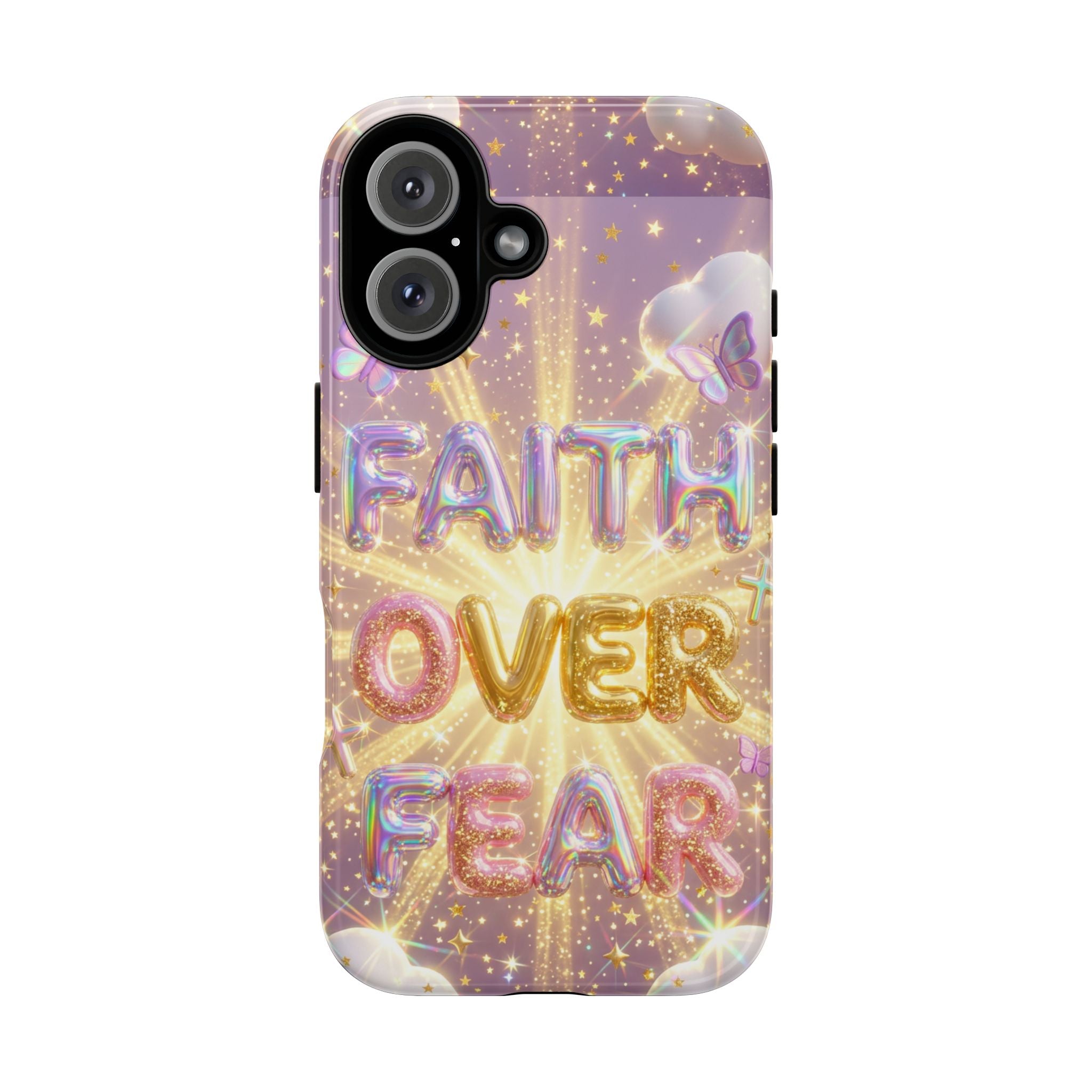Faith Over Fear Glitter Phone Case — Inspirational Protective iPhone Cover
