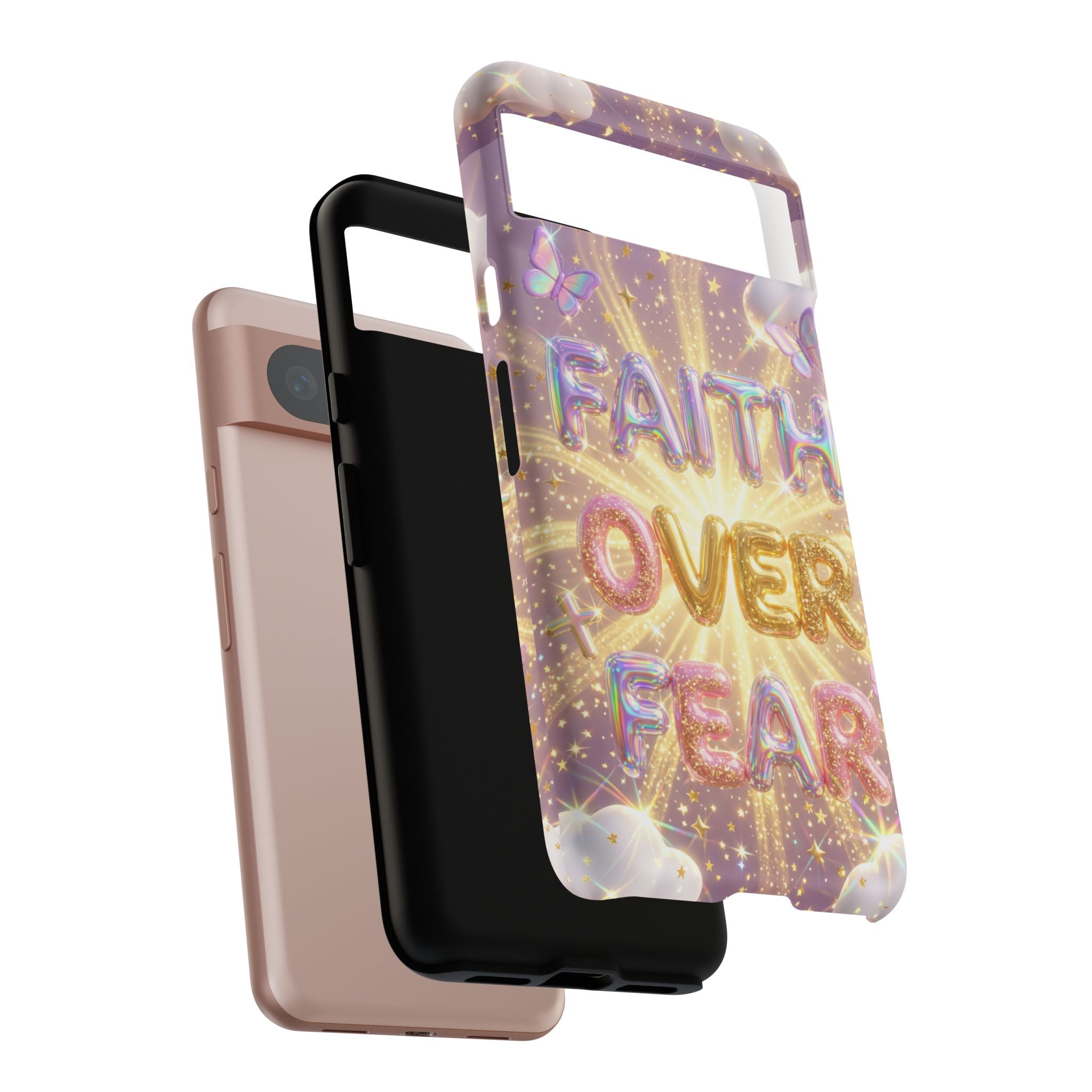 Faith Over Fear Glitter Phone Case — Inspirational Protective iPhone Cover