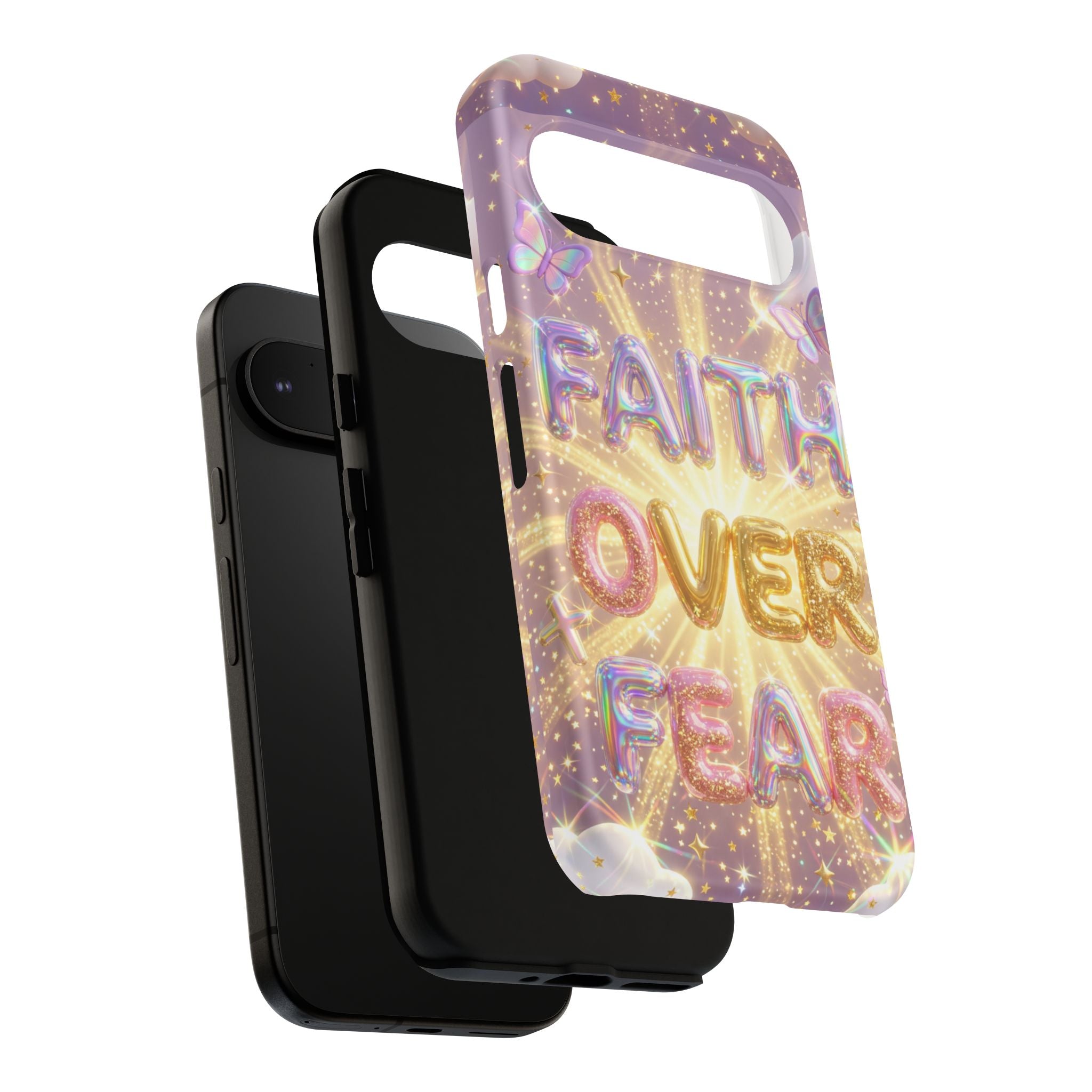 Faith Over Fear Glitter Phone Case — Inspirational Protective iPhone Cover