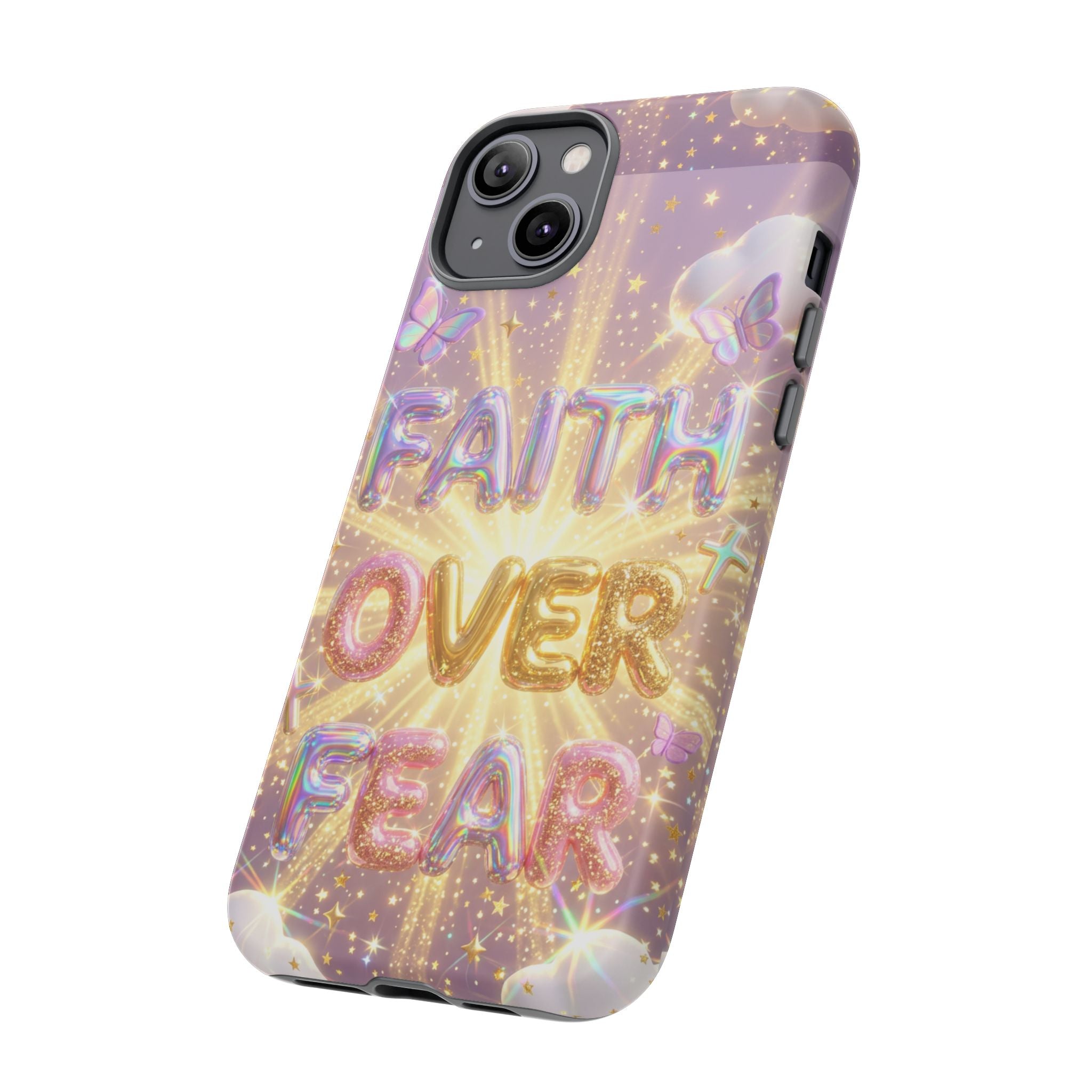 Faith Over Fear Glitter Phone Case — Inspirational Protective iPhone Cover
