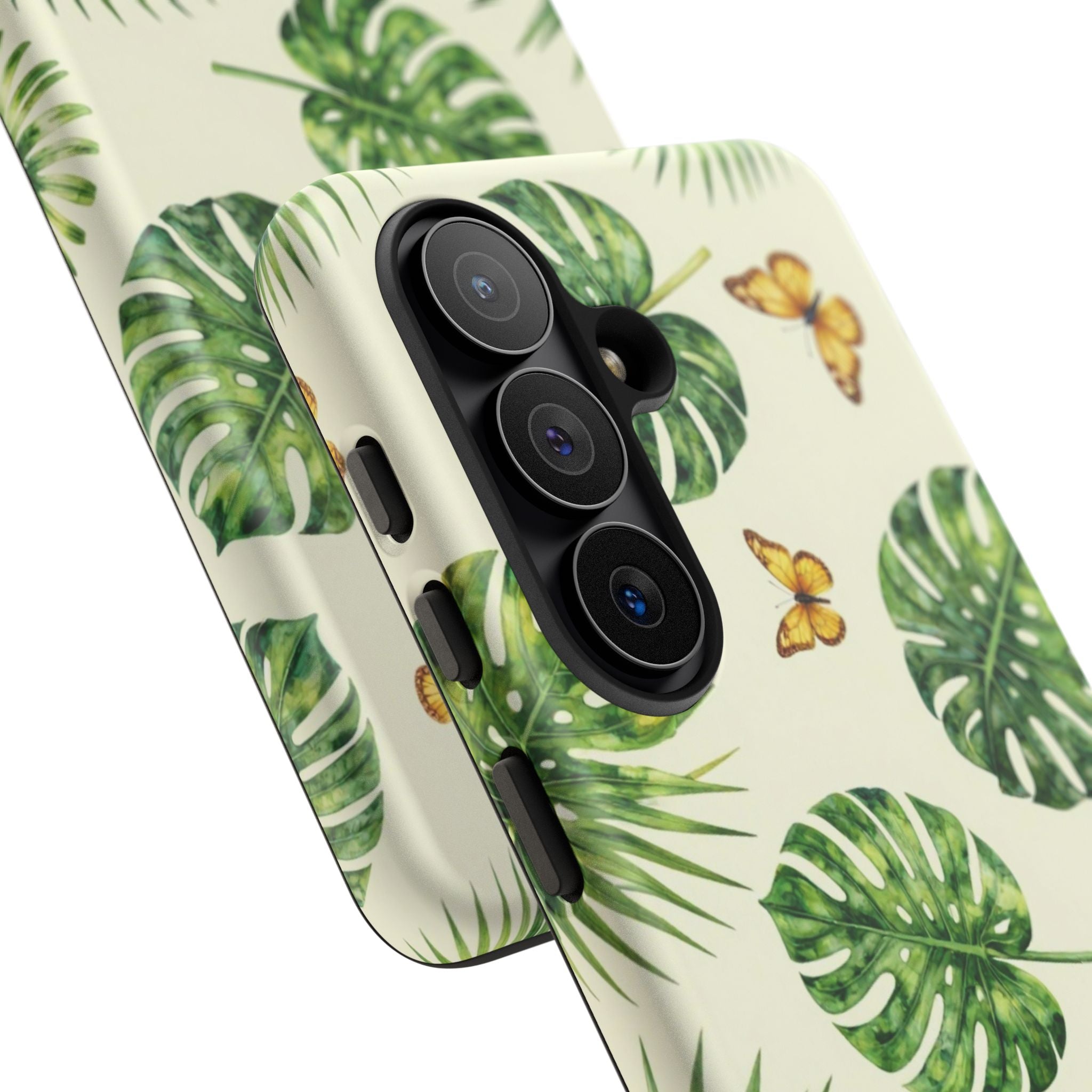 Green Monstera & Palm Leaves with Butterflies Case
