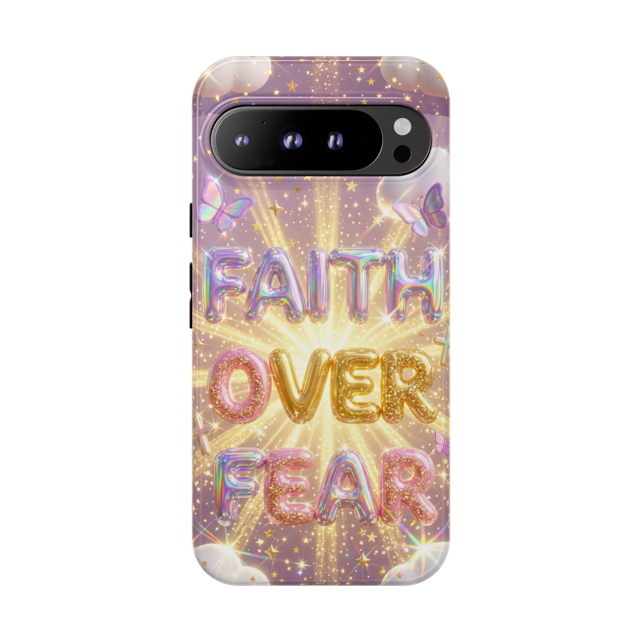 Faith Over Fear Glitter Phone Case — Inspirational Protective iPhone Cover