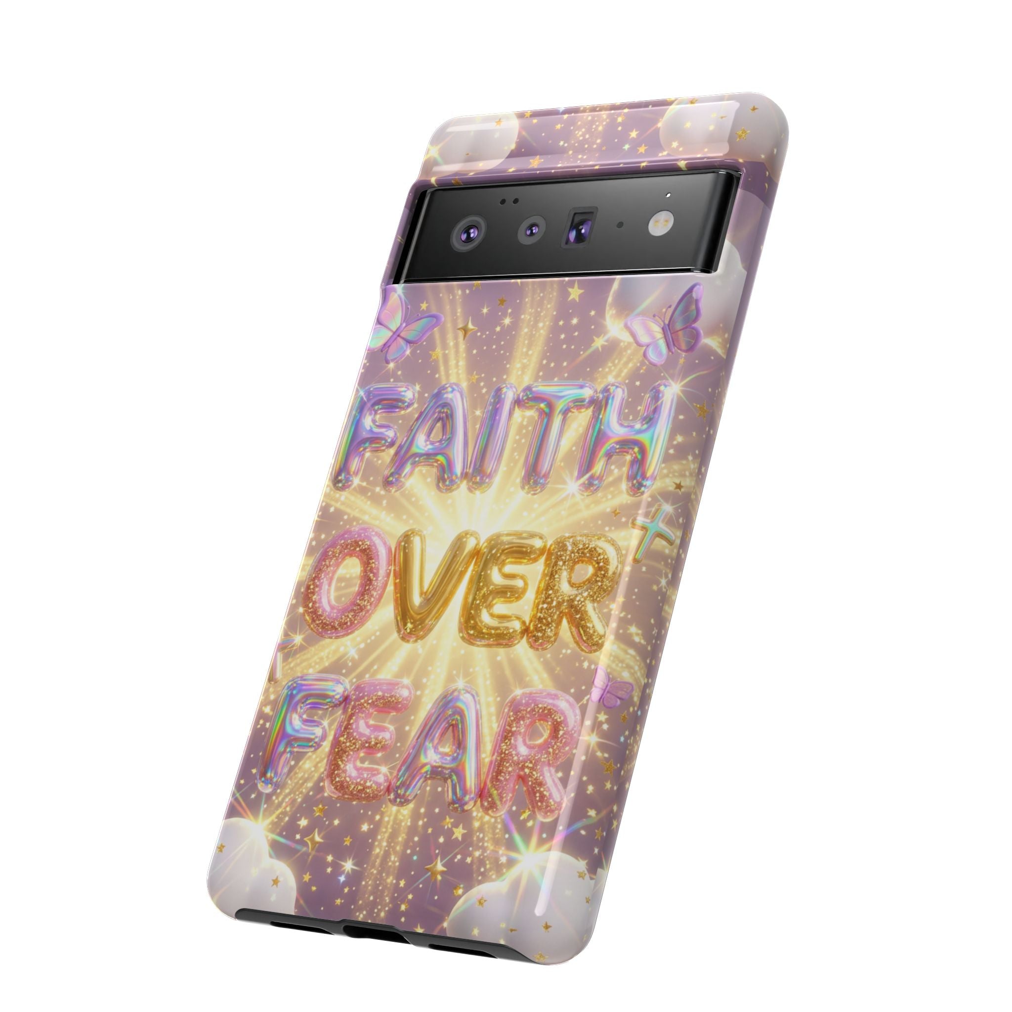 Faith Over Fear Glitter Phone Case — Inspirational Protective iPhone Cover
