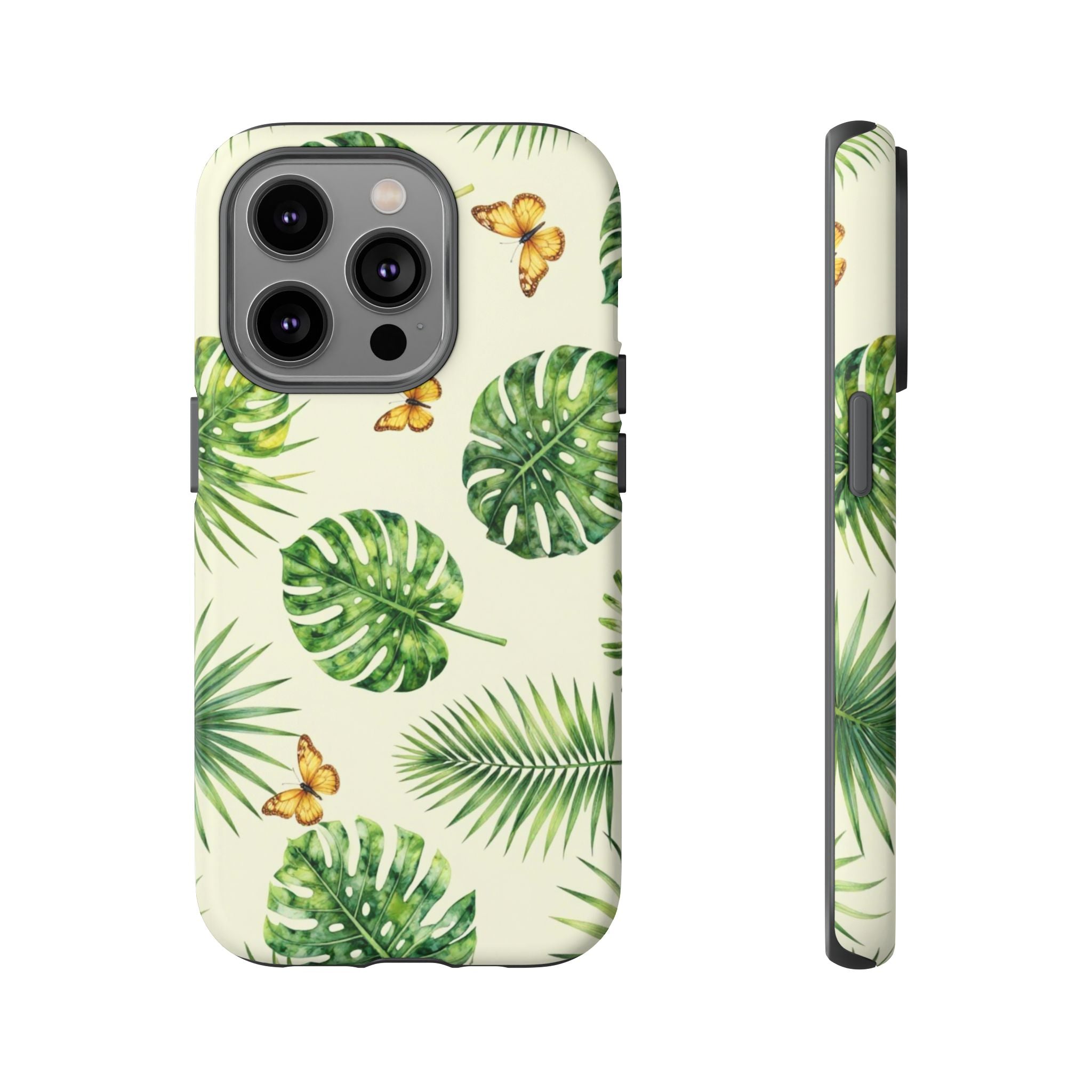 Green Monstera & Palm Leaves with Butterflies Case