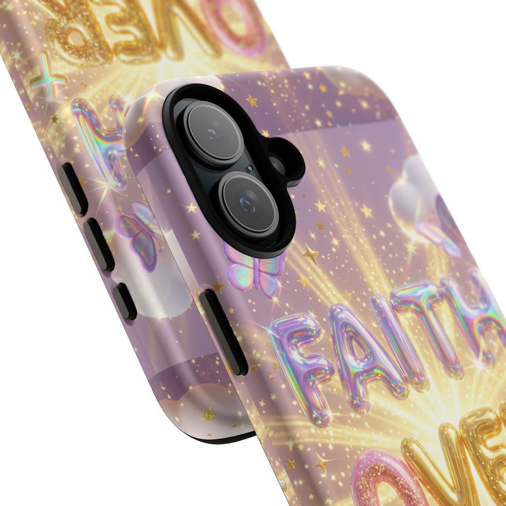 Faith Over Fear Glitter Phone Case — Inspirational Protective iPhone Cover