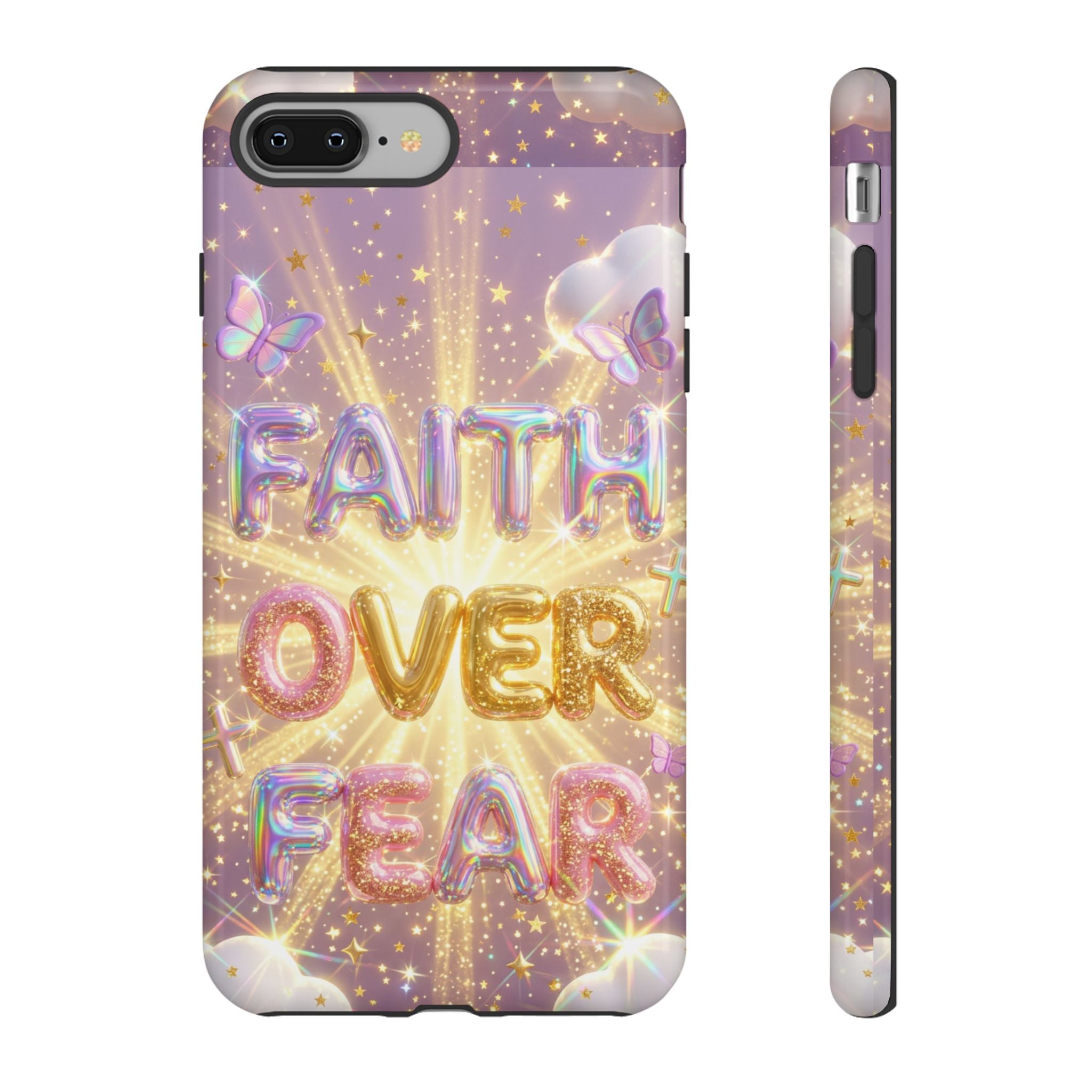 Faith Over Fear Glitter Phone Case — Inspirational Protective iPhone Cover