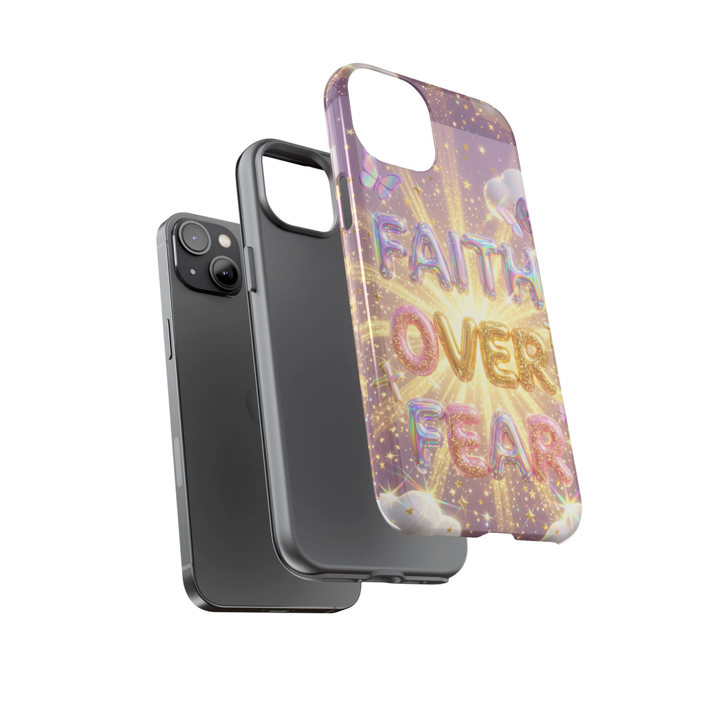 Faith Over Fear Glitter Phone Case — Inspirational Protective iPhone Cover