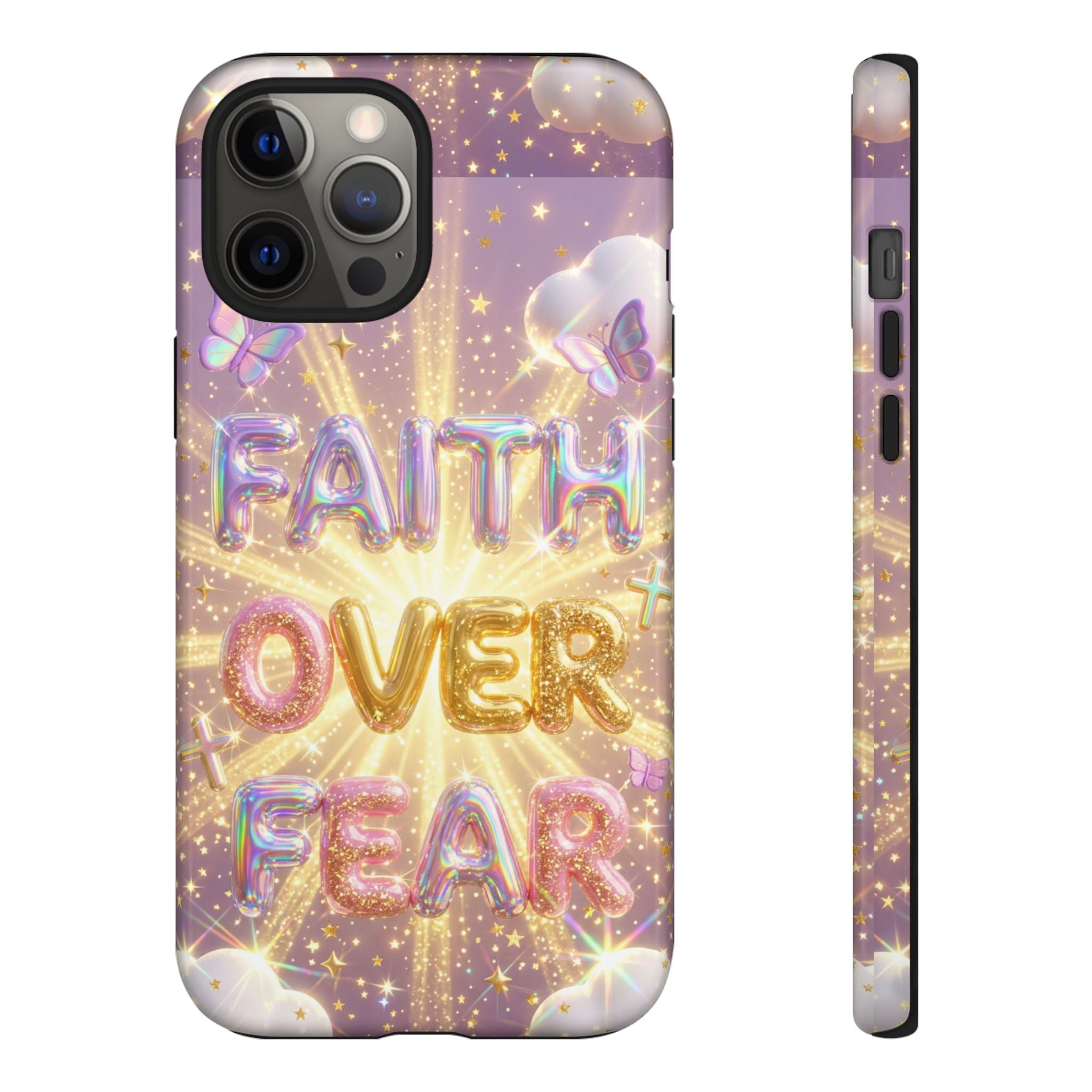 Faith Over Fear Glitter Phone Case — Inspirational Protective iPhone Cover
