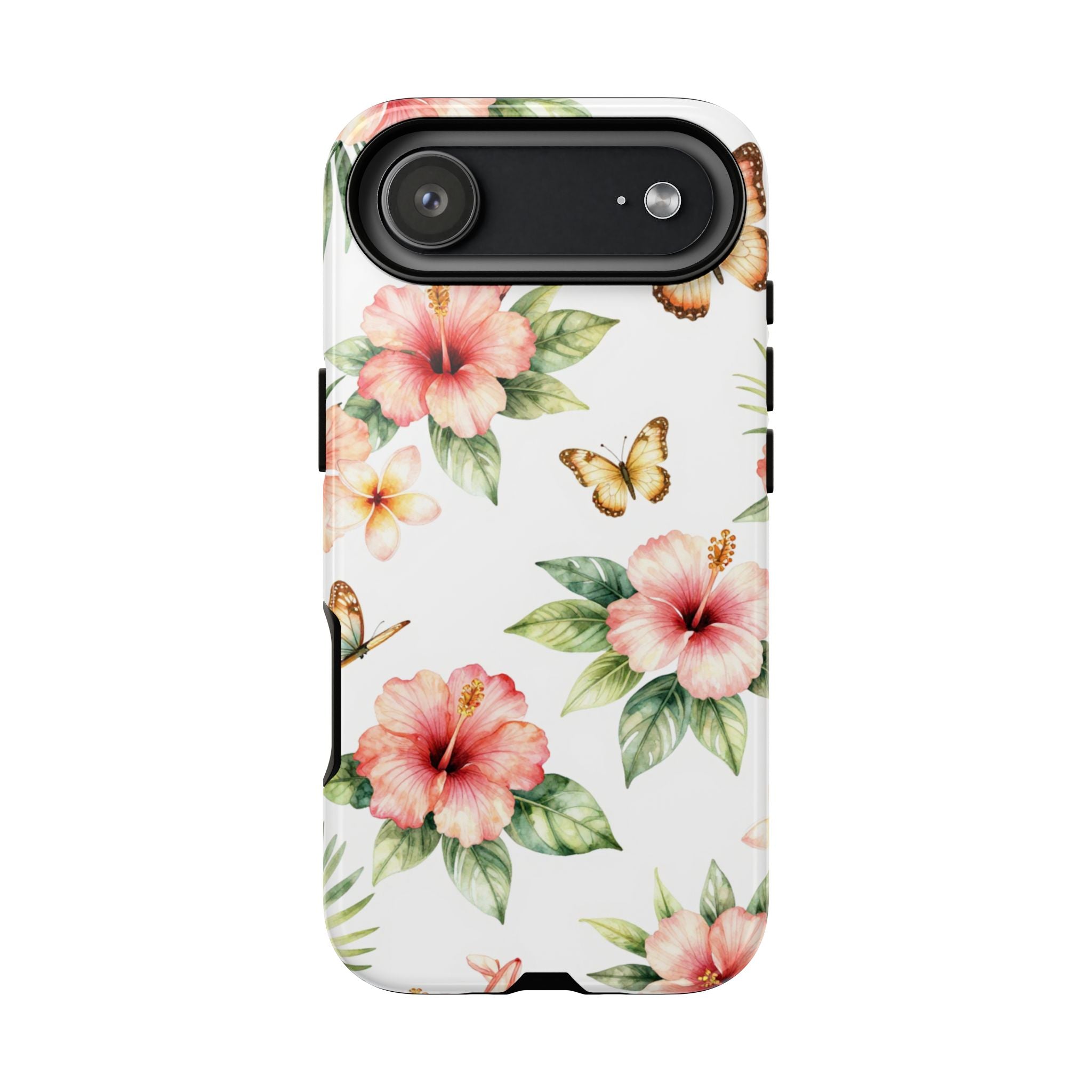 Floral Butterflies Tough Phone Case – Tropical Hibiscus Protective Cover