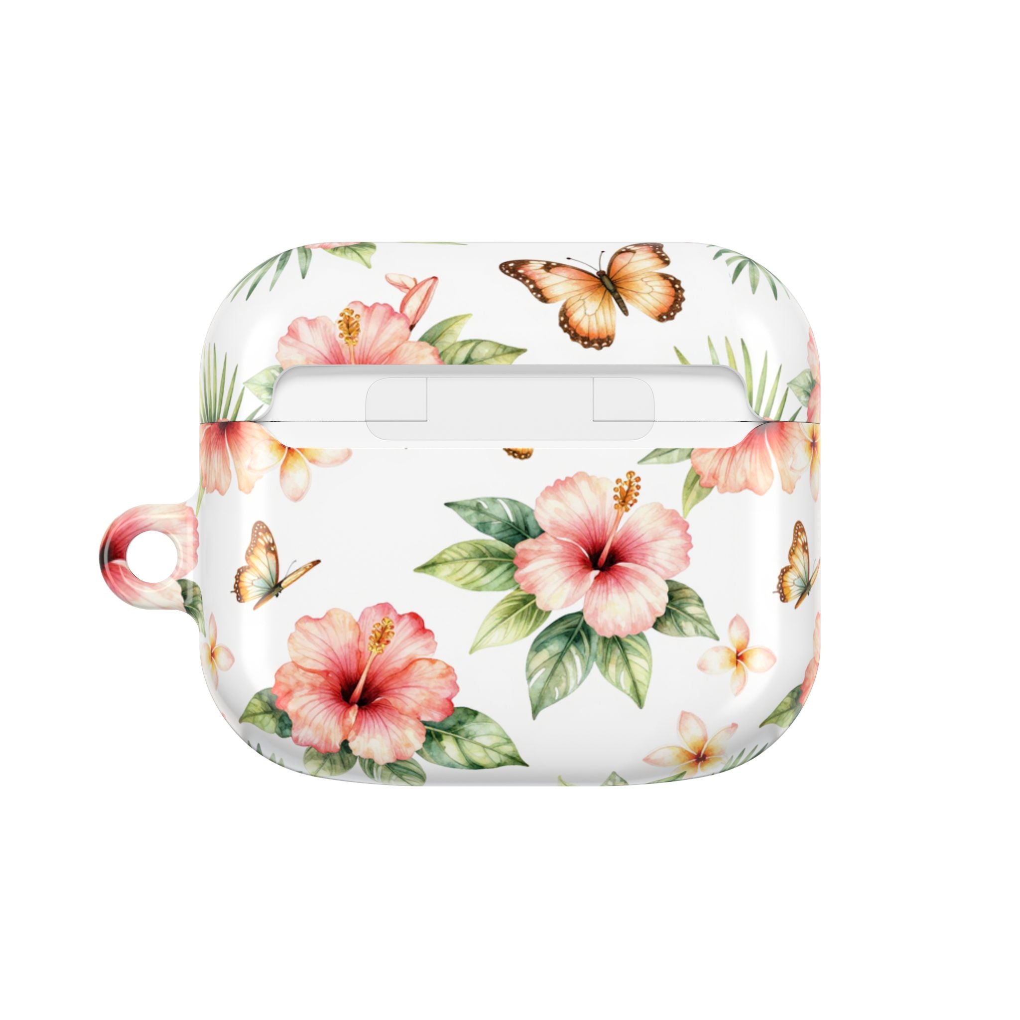 Hibiscus & Butterfly AirPod Case — Floral Protective Earbuds Cover
