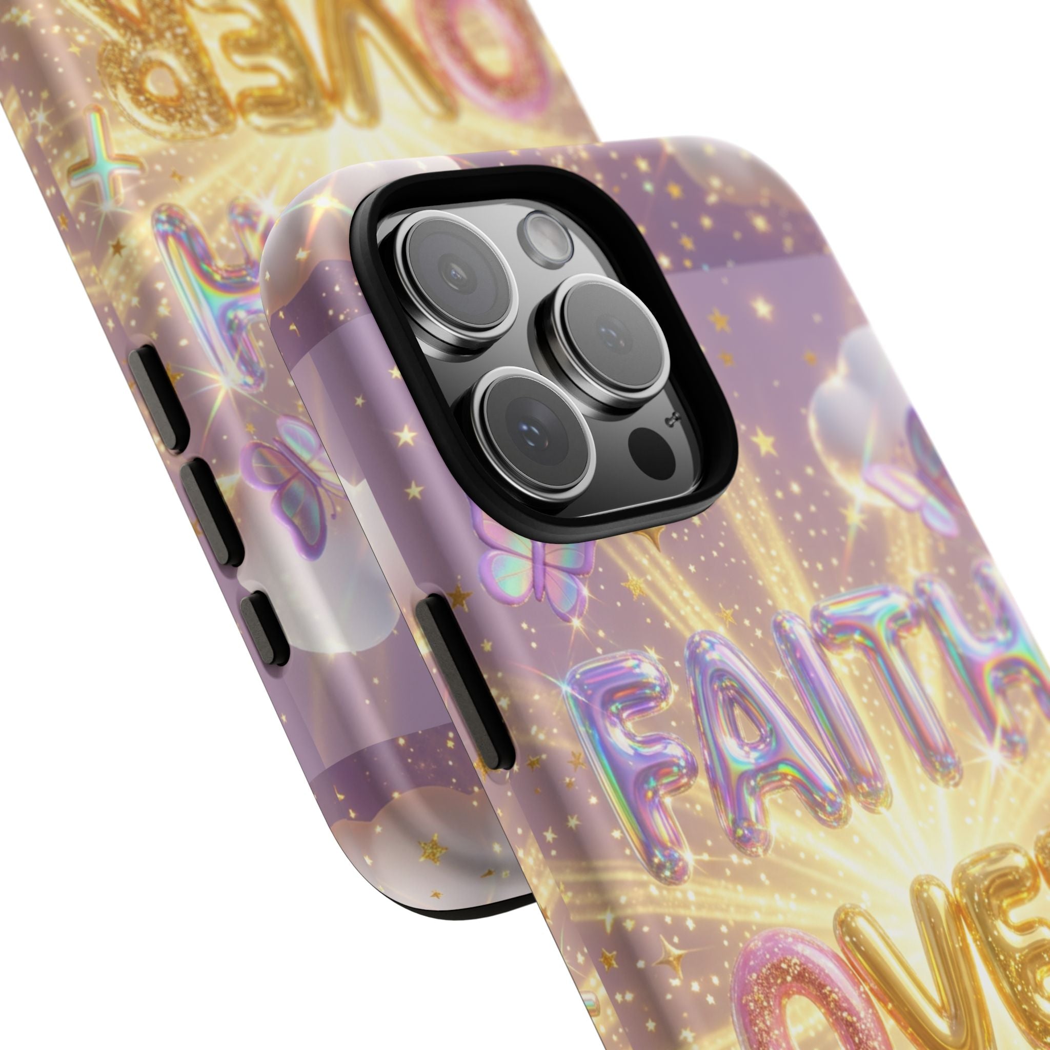 Faith Over Fear Glitter Phone Case — Inspirational Protective iPhone Cover