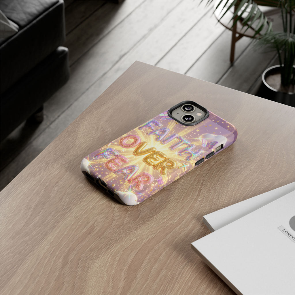 Faith Over Fear Glitter Phone Case — Inspirational Protective iPhone Cover