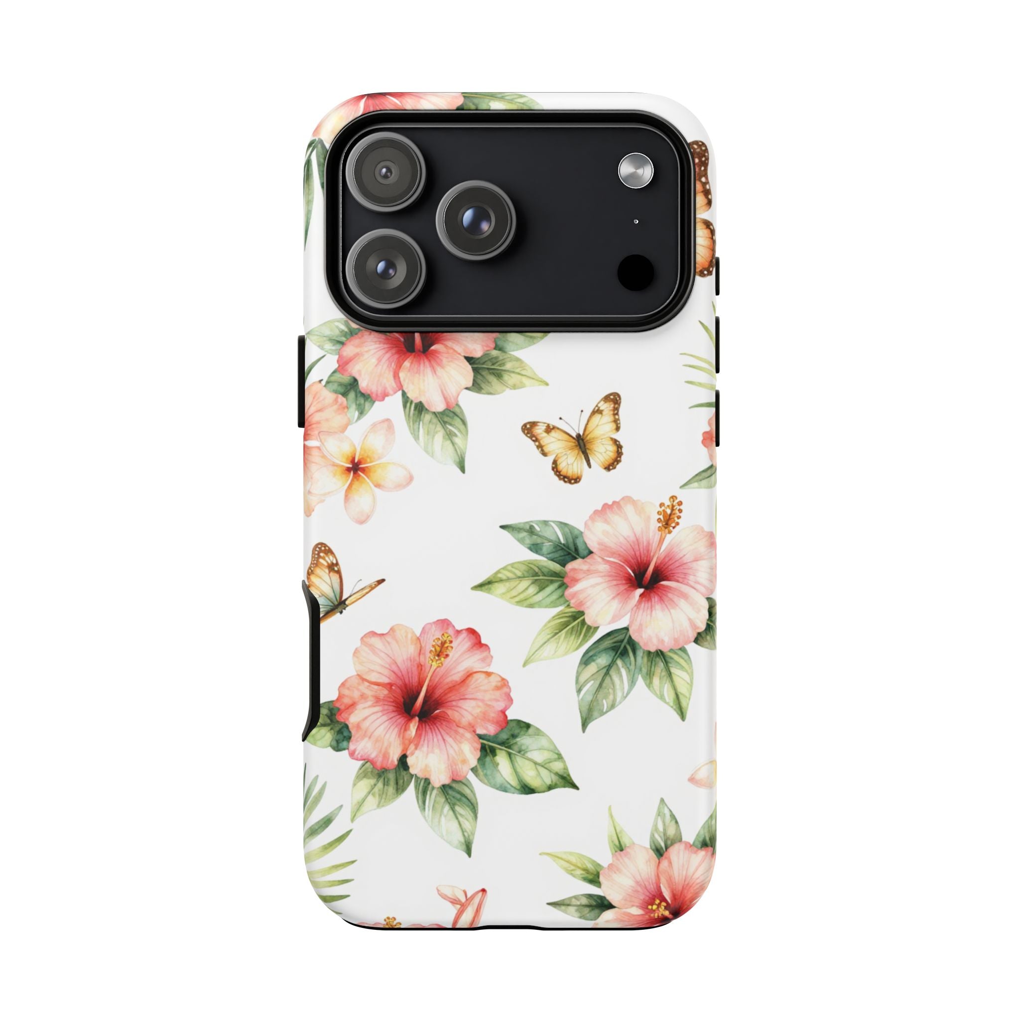 Floral Butterflies Tough Phone Case – Tropical Hibiscus Protective Cover