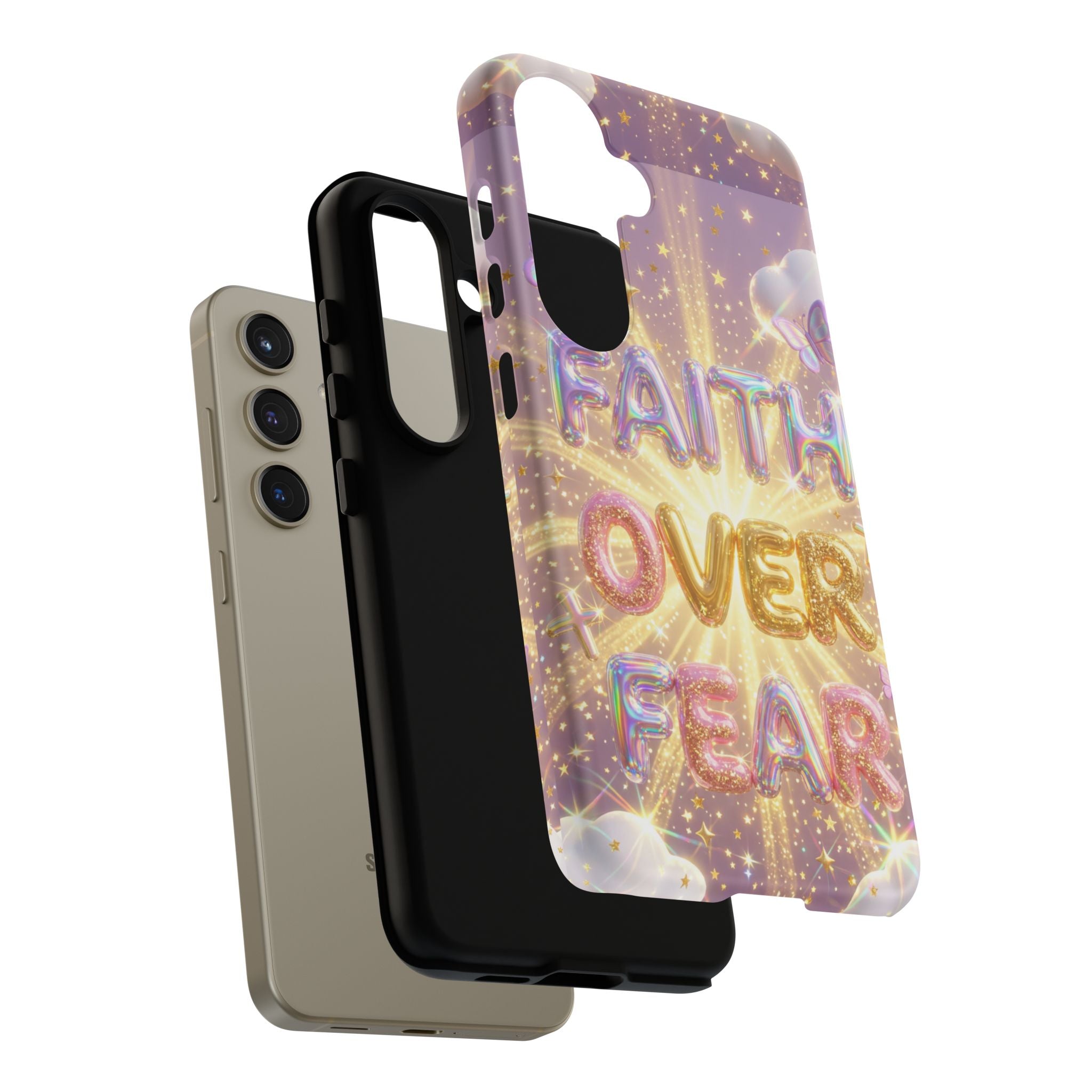 Faith Over Fear Glitter Phone Case — Inspirational Protective iPhone Cover