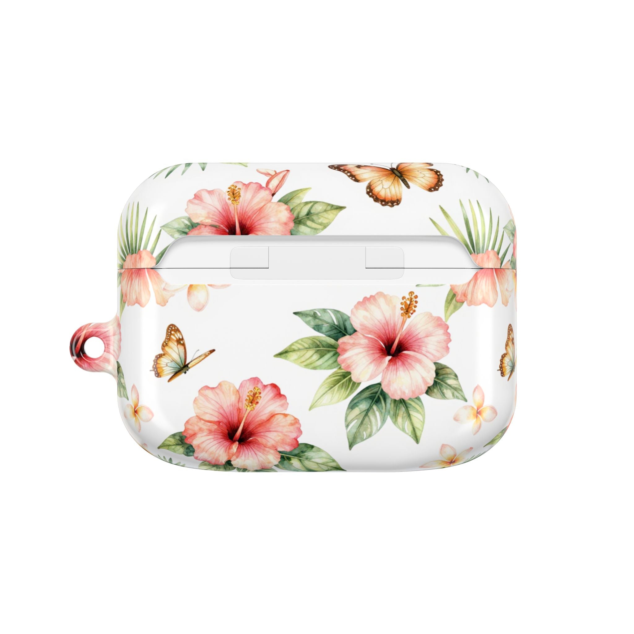Hibiscus & Butterfly AirPod Case — Floral Protective Earbuds Cover