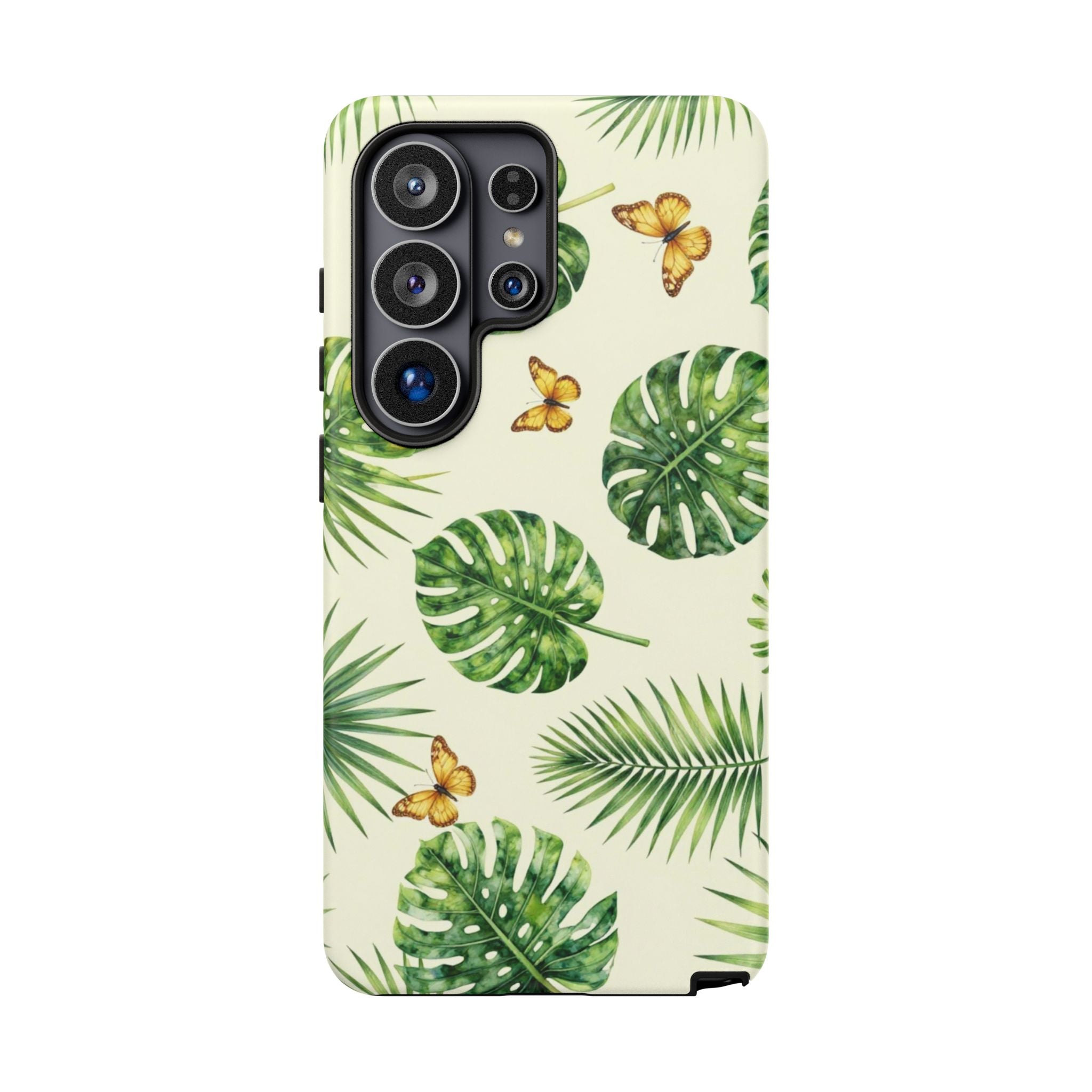 Green Monstera & Palm Leaves with Butterflies Case