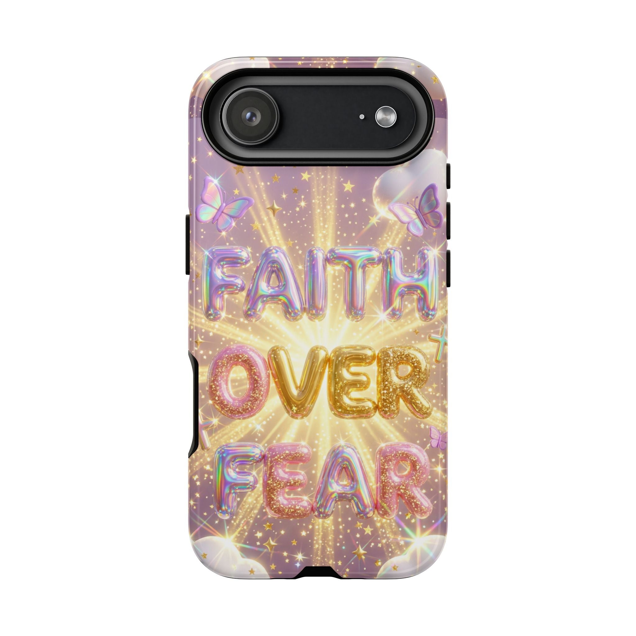 Faith Over Fear Glitter Phone Case — Inspirational Protective iPhone Cover