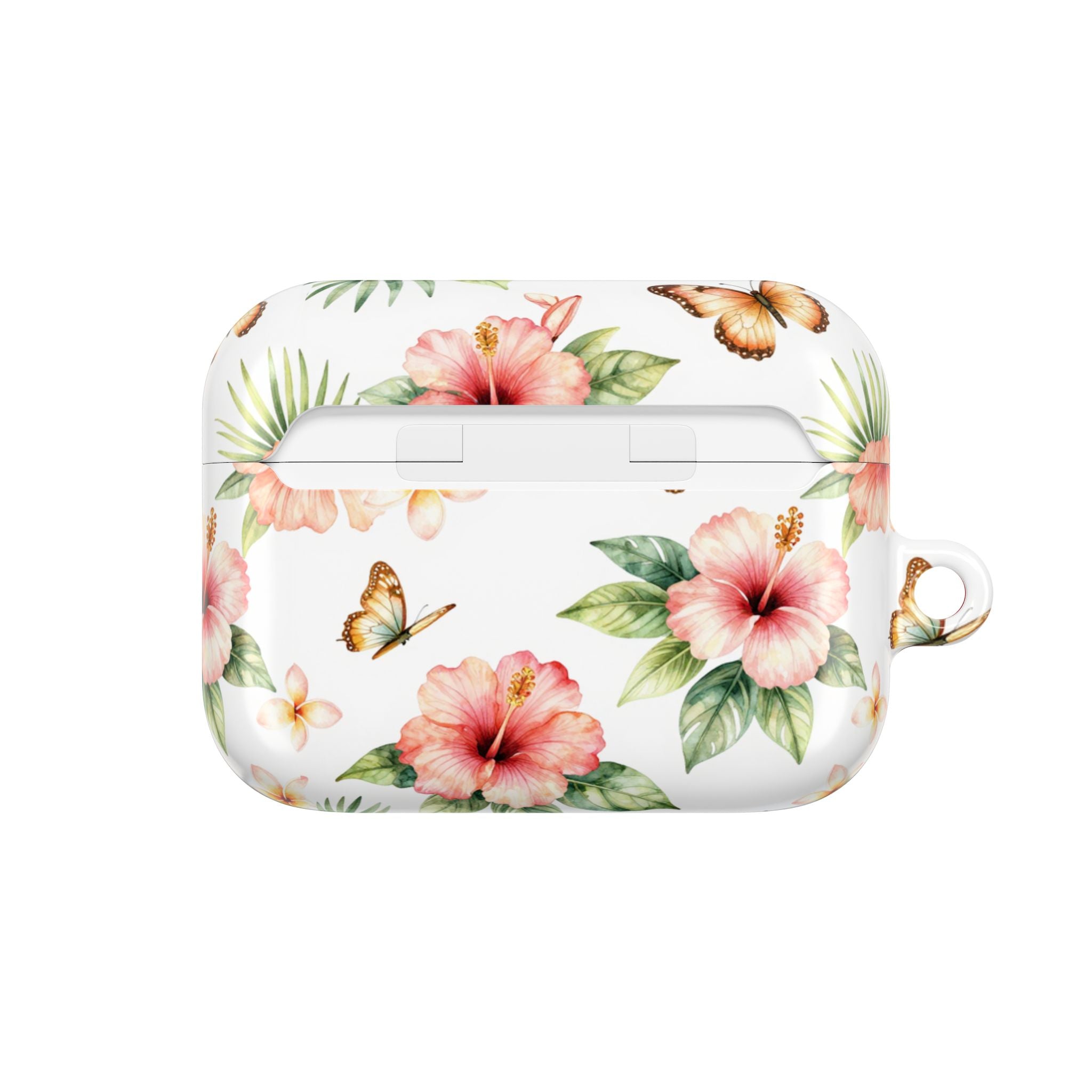 Hibiscus & Butterfly AirPod Case — Floral Protective Earbuds Cover