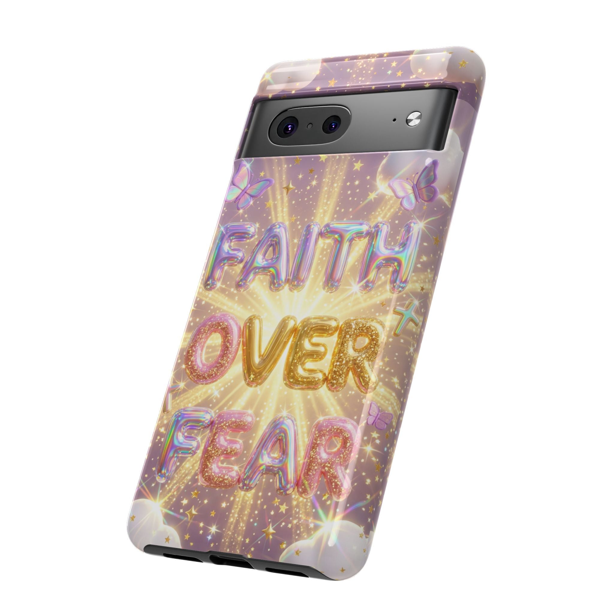 Faith Over Fear Glitter Phone Case — Inspirational Protective iPhone Cover
