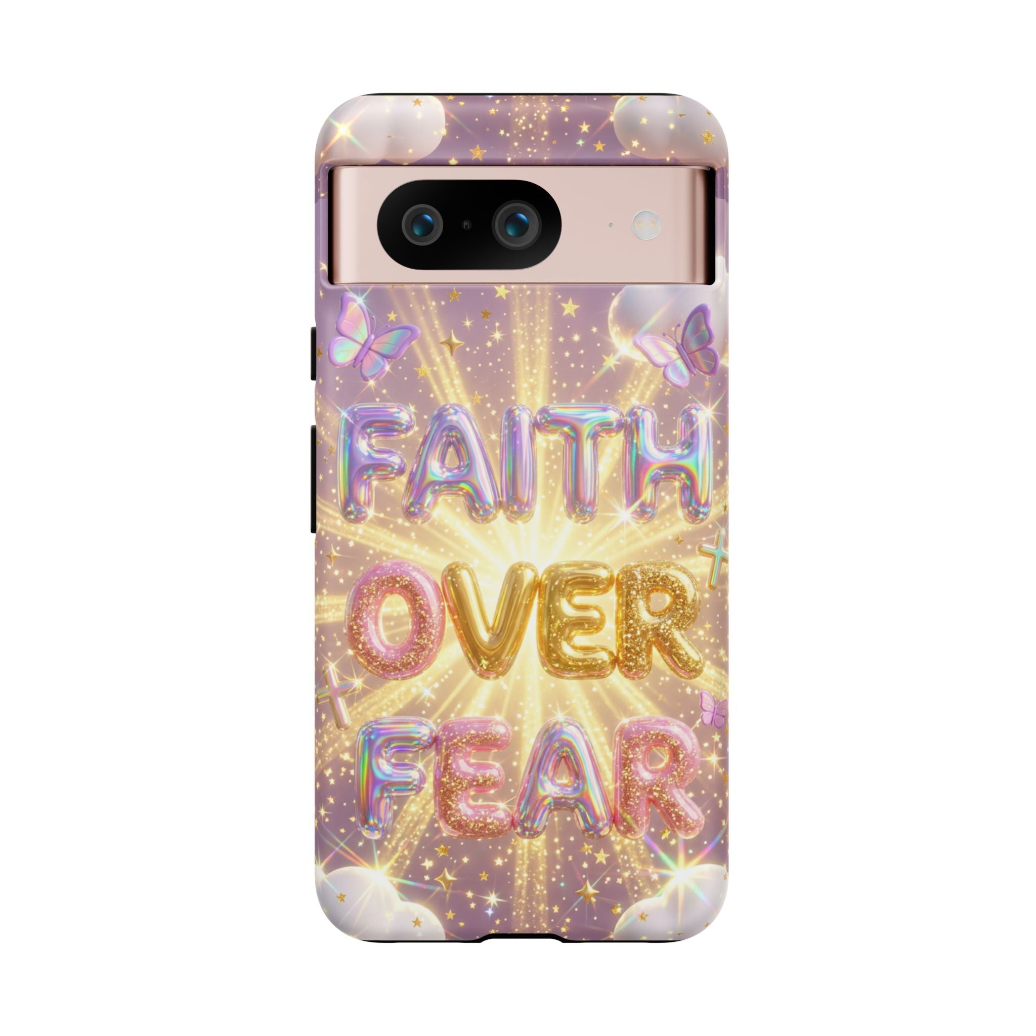 Faith Over Fear Glitter Phone Case — Inspirational Protective iPhone Cover