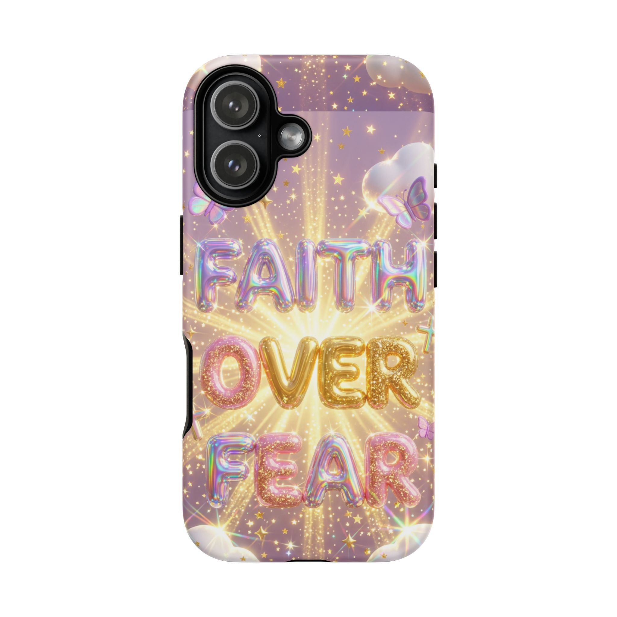 Faith Over Fear Glitter Phone Case — Inspirational Protective iPhone Cover