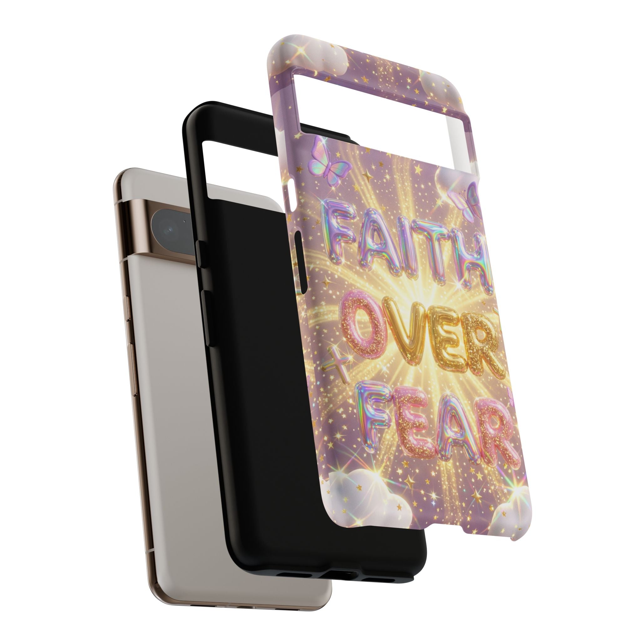 Faith Over Fear Glitter Phone Case — Inspirational Protective iPhone Cover