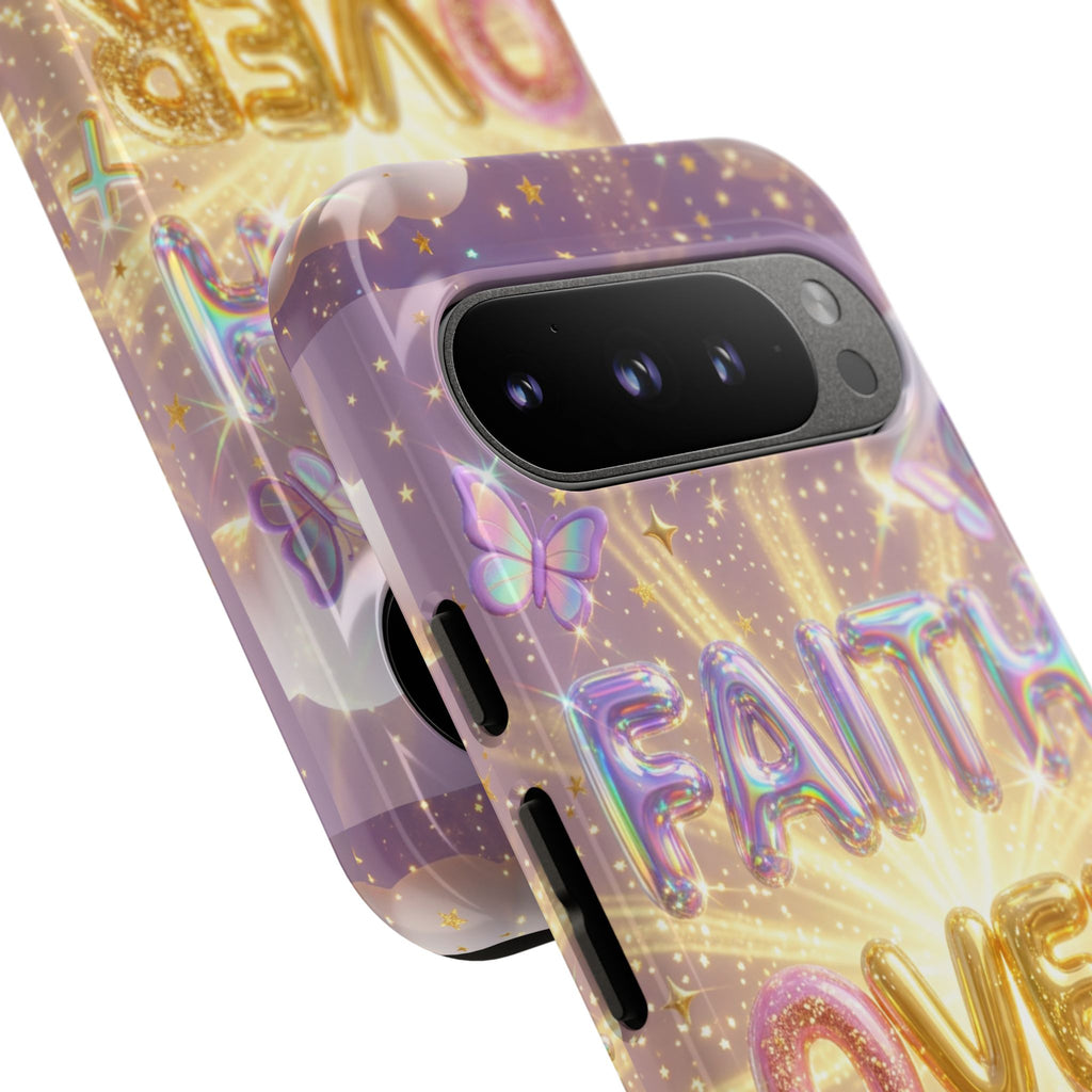 Faith Over Fear Glitter Phone Case — Inspirational Protective iPhone Cover