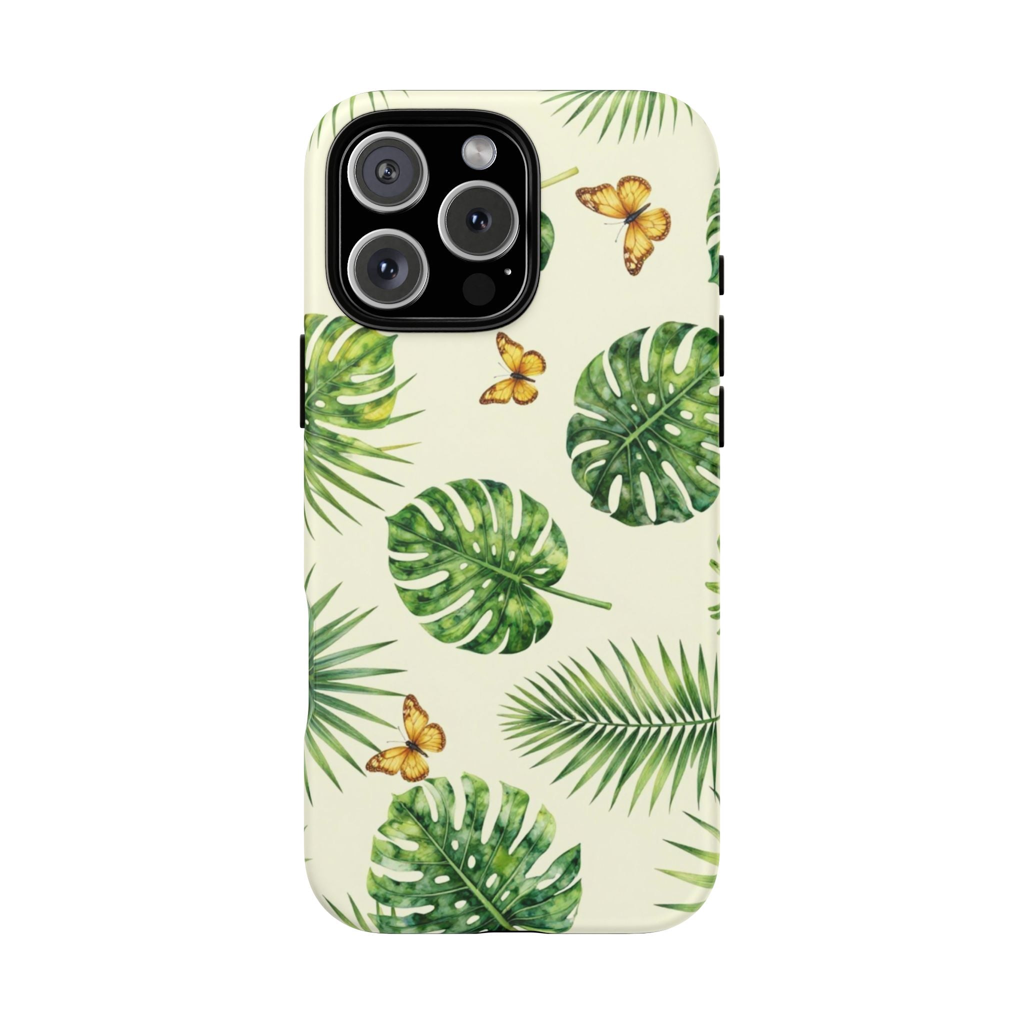Green Monstera & Palm Leaves with Butterflies Case