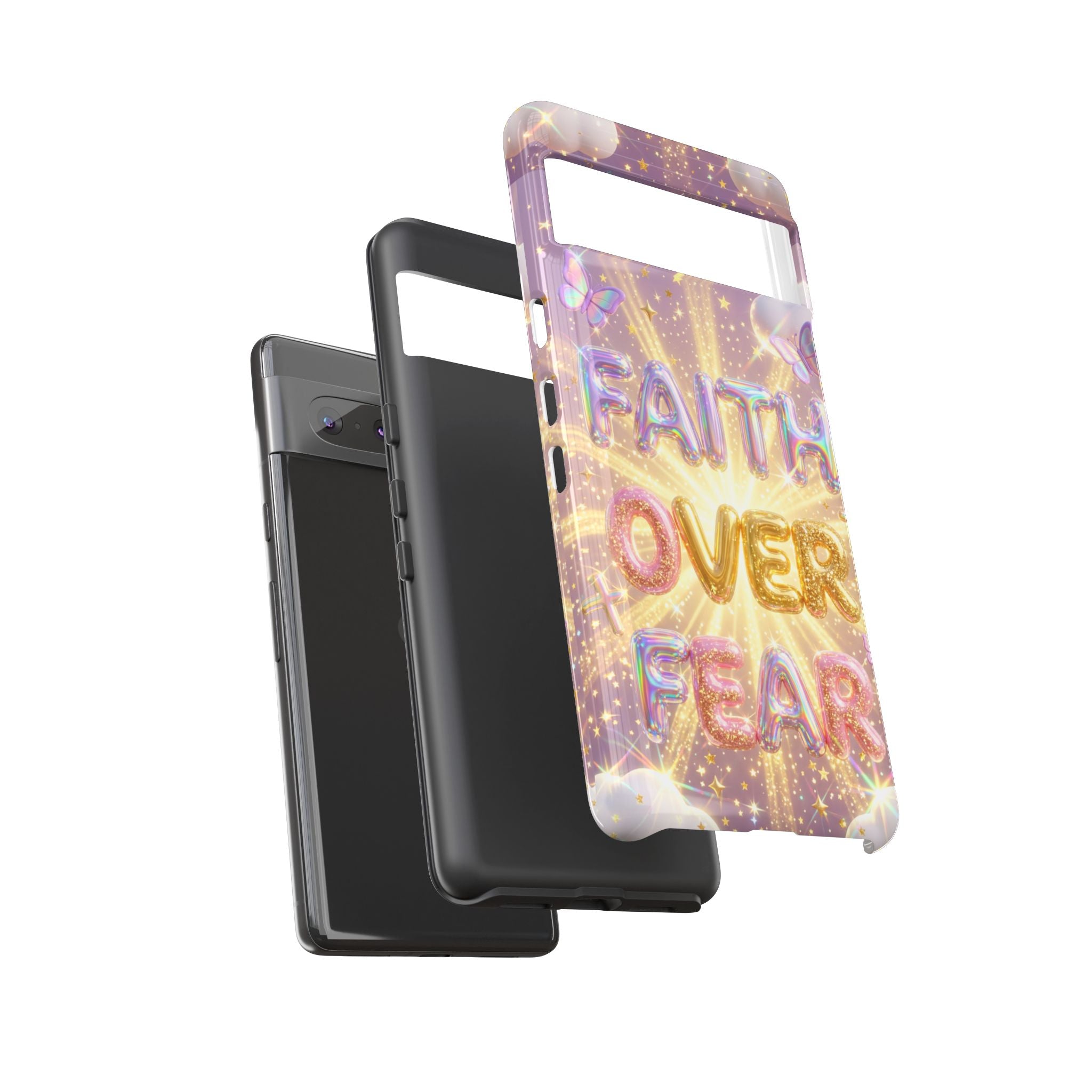 Faith Over Fear Glitter Phone Case — Inspirational Protective iPhone Cover