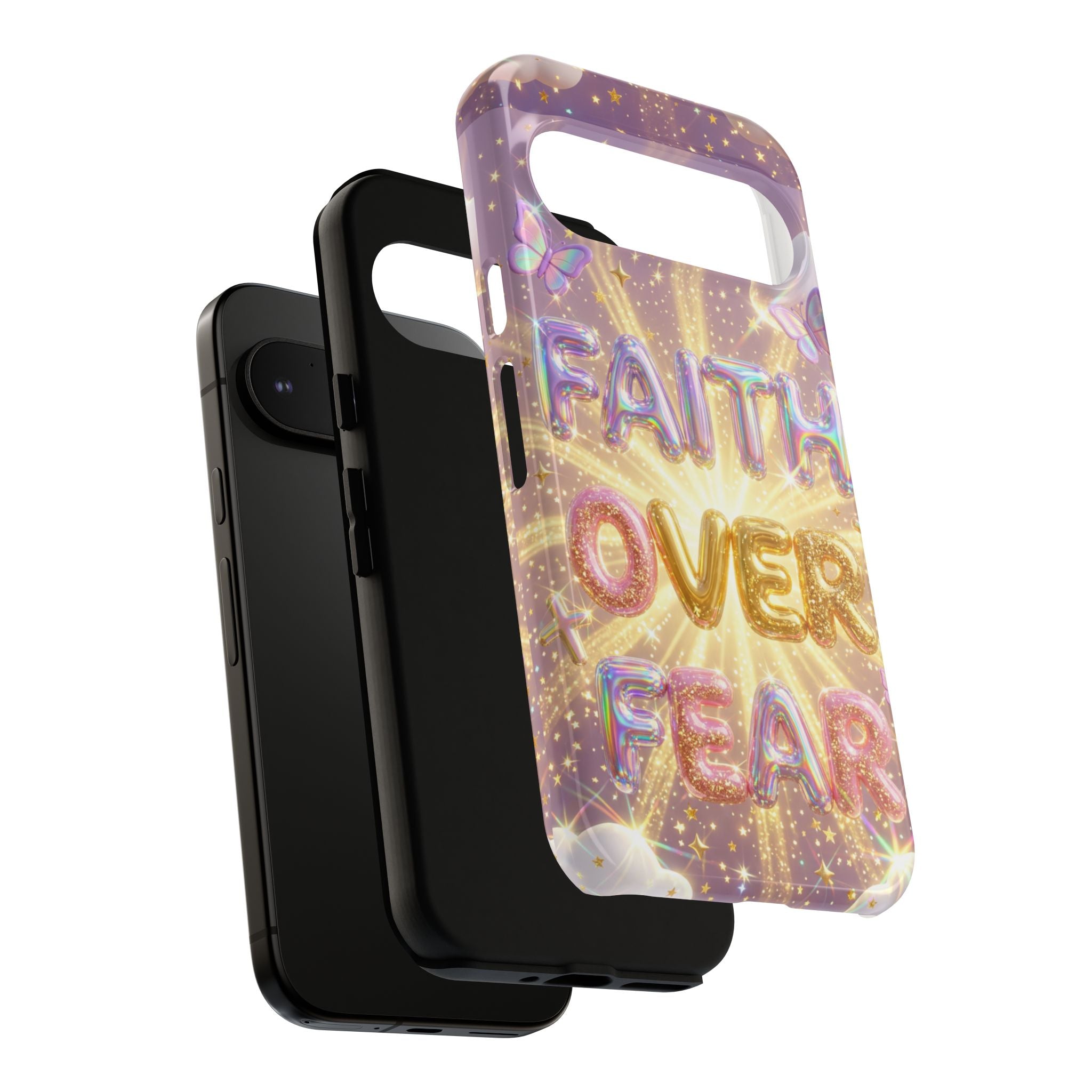 Faith Over Fear Glitter Phone Case — Inspirational Protective iPhone Cover