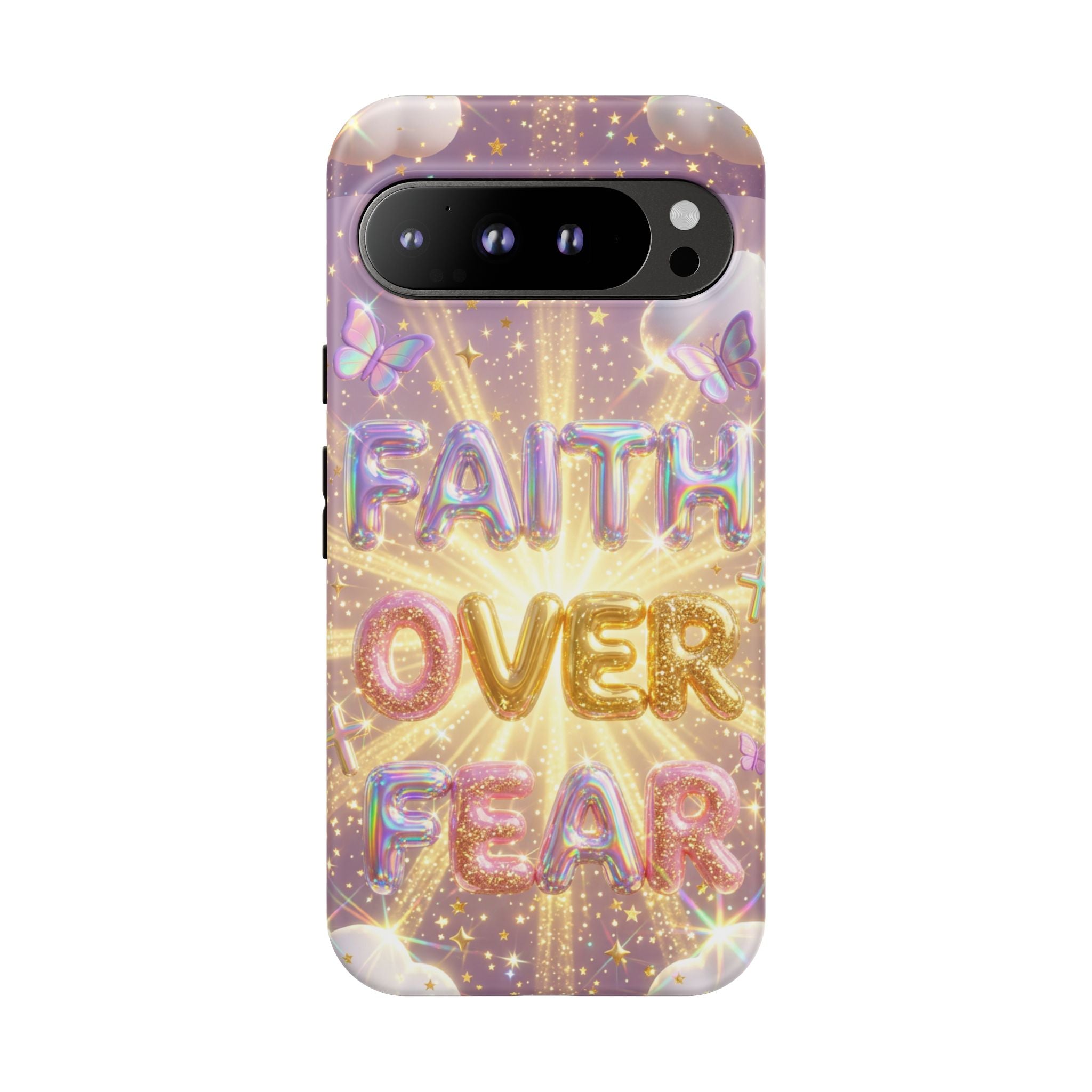 Faith Over Fear Glitter Phone Case — Inspirational Protective iPhone Cover