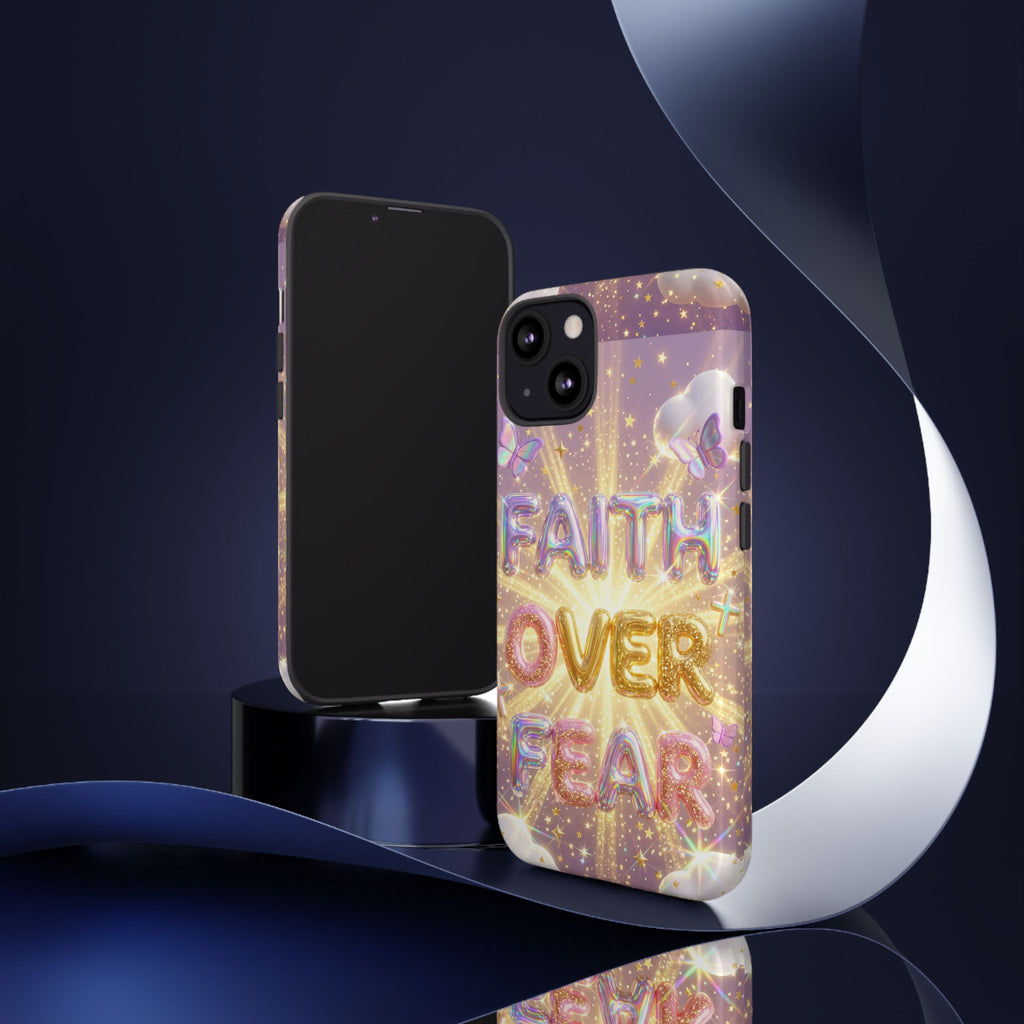 Faith Over Fear Glitter Phone Case — Inspirational Protective iPhone Cover