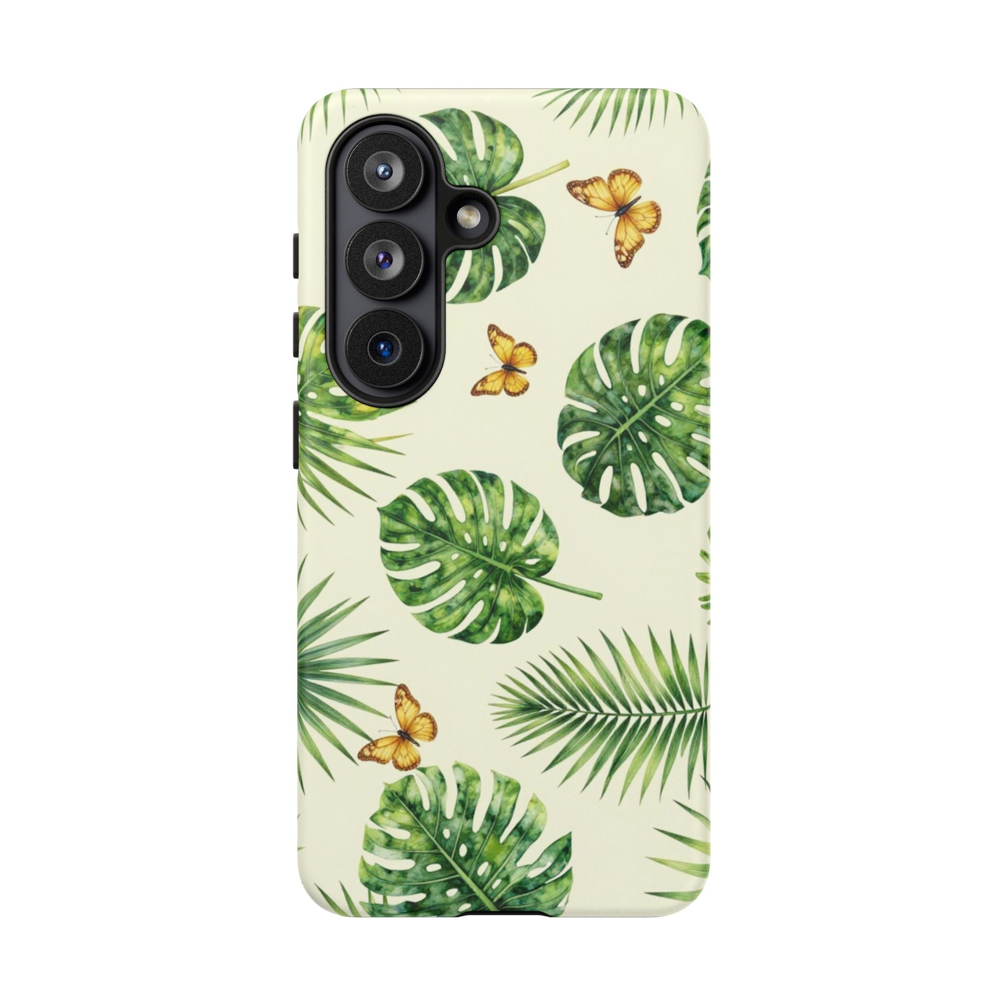 Green Monstera & Palm Leaves with Butterflies Case