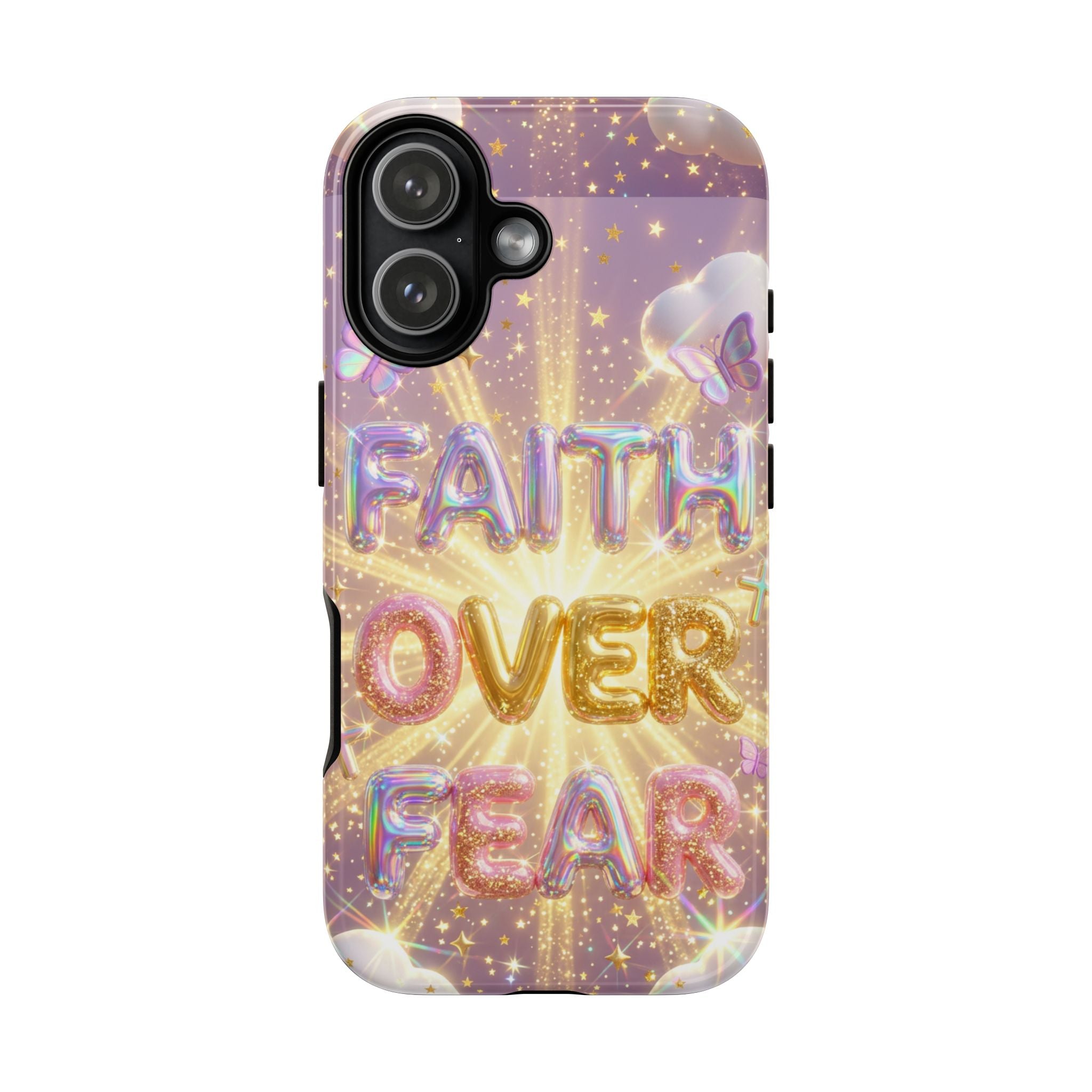 Faith Over Fear Glitter Phone Case — Inspirational Protective iPhone Cover