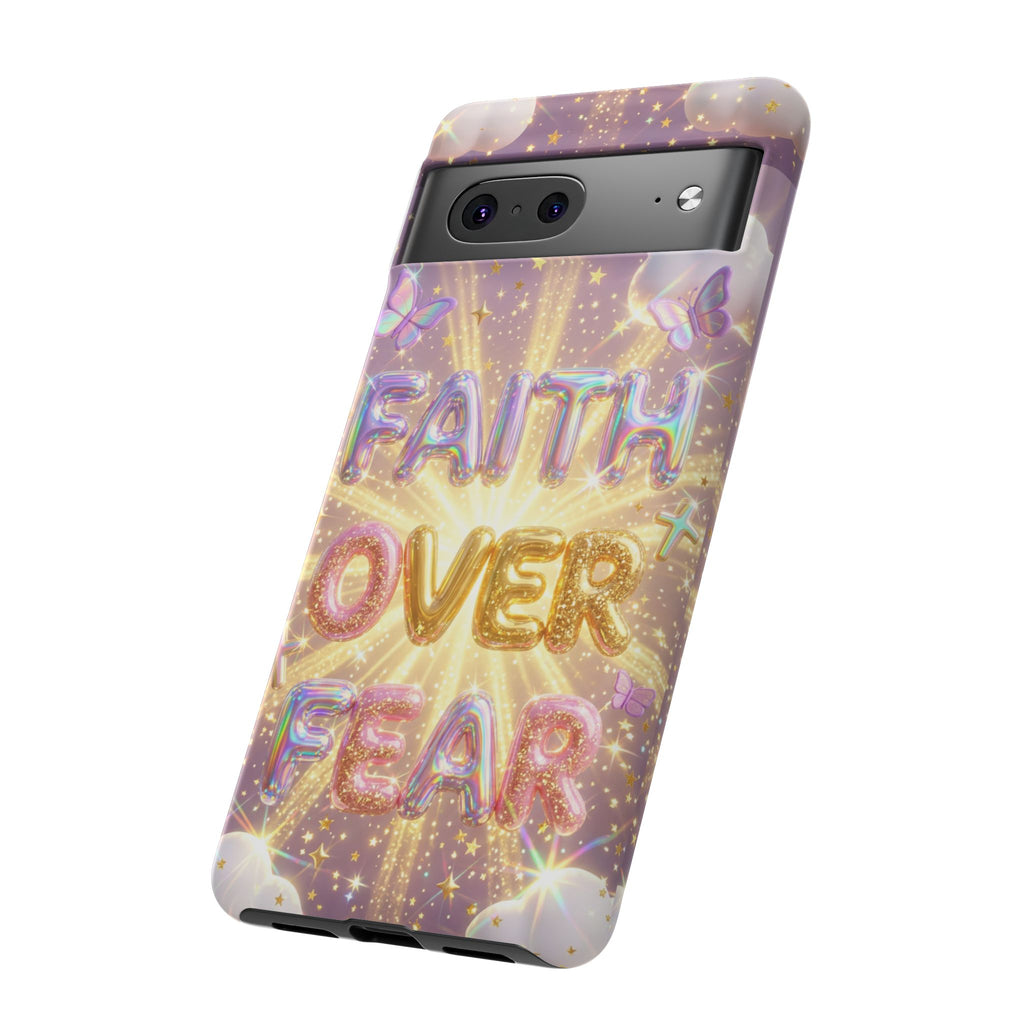 Faith Over Fear Glitter Phone Case — Inspirational Protective iPhone Cover