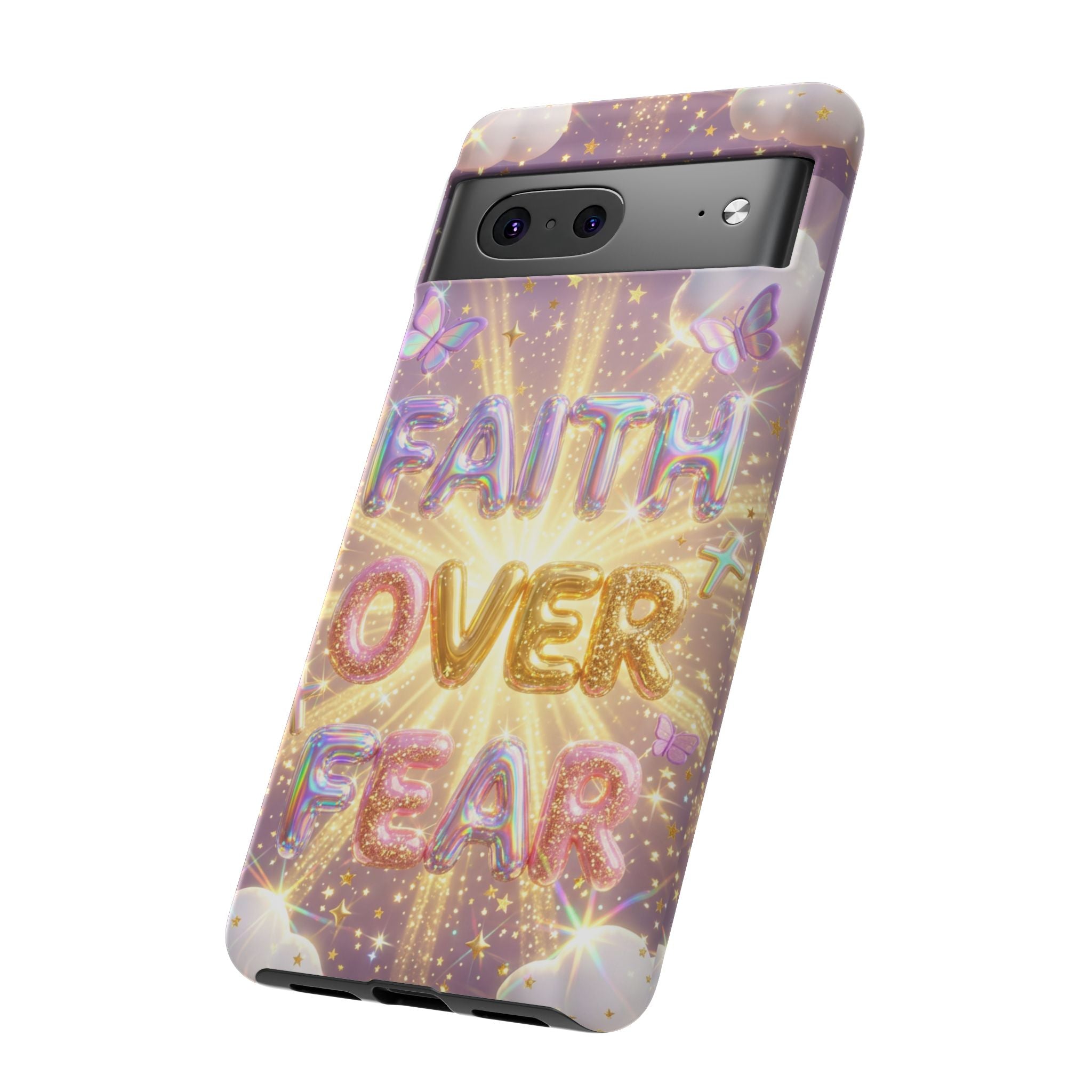 Faith Over Fear Glitter Phone Case — Inspirational Protective iPhone Cover
