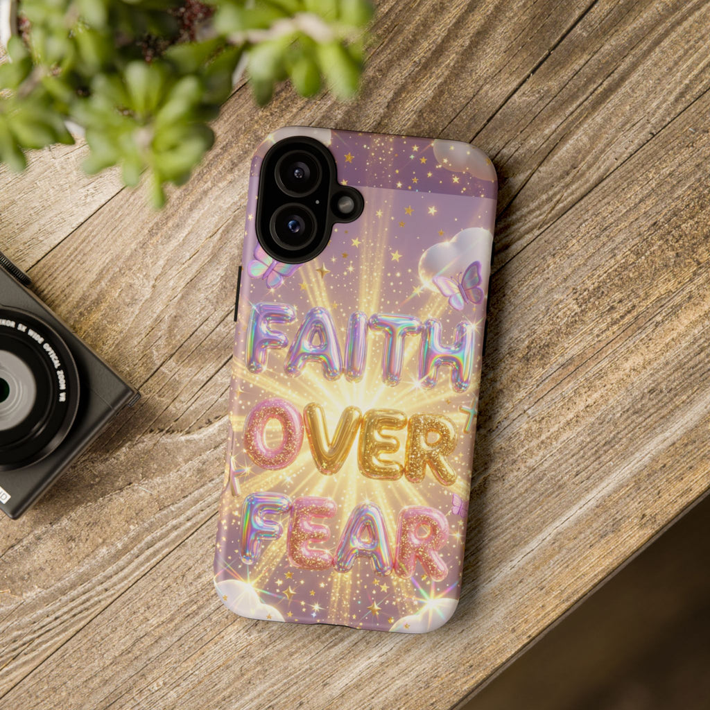 Faith Over Fear Glitter Phone Case — Inspirational Protective iPhone Cover