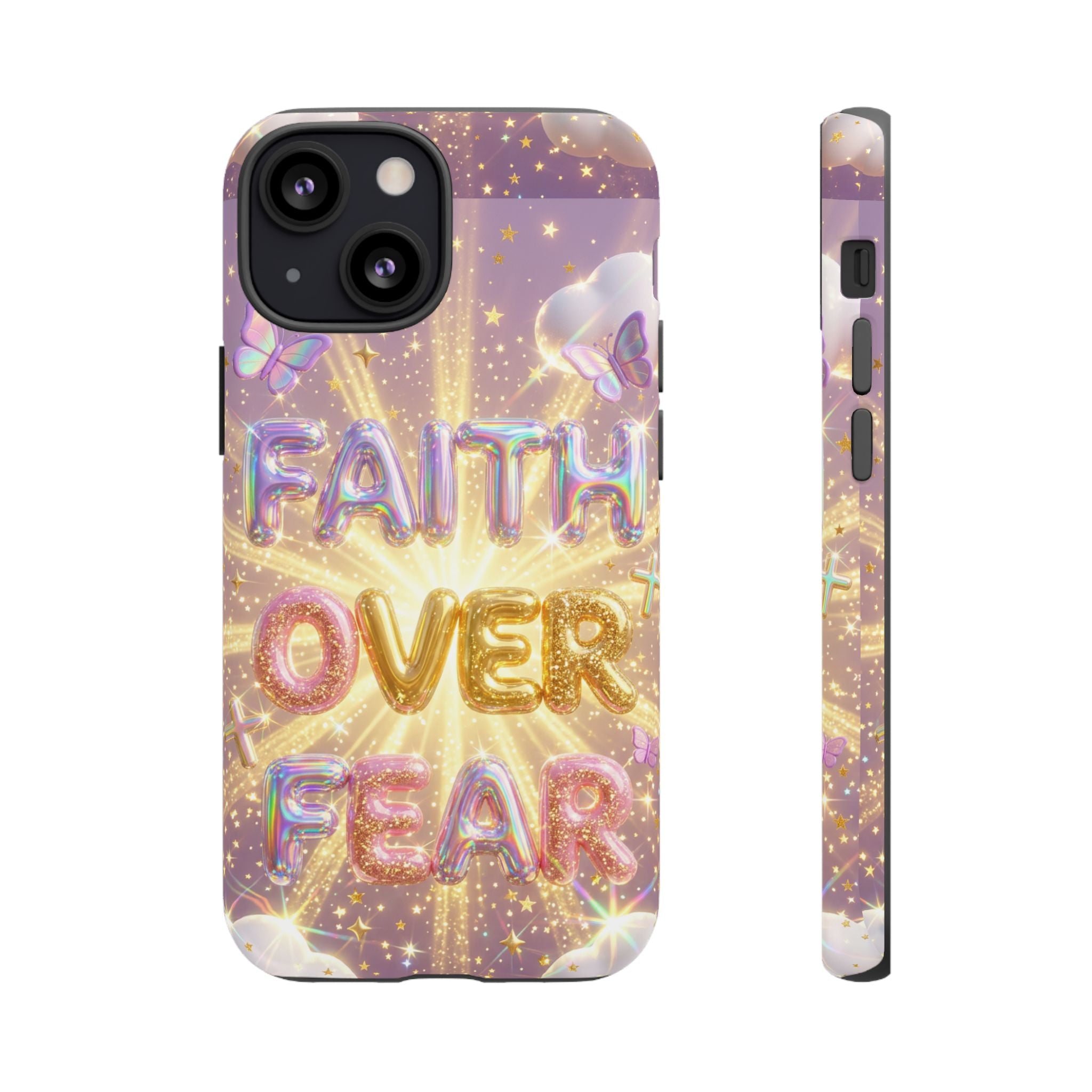 Faith Over Fear Glitter Phone Case — Inspirational Protective iPhone Cover