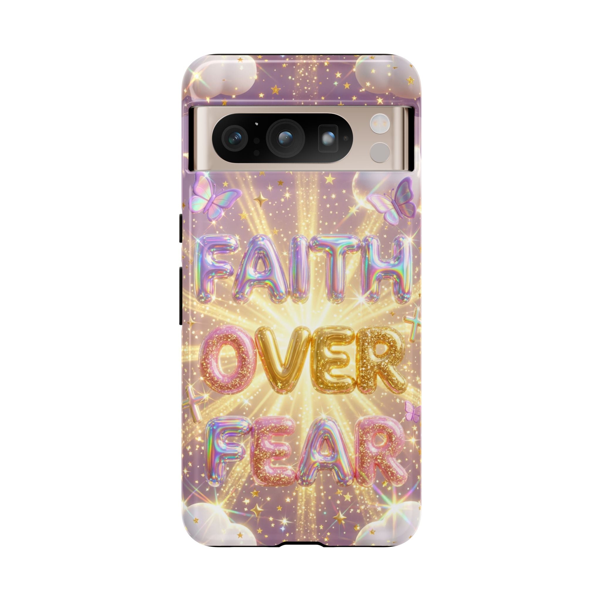 Faith Over Fear Glitter Phone Case — Inspirational Protective iPhone Cover