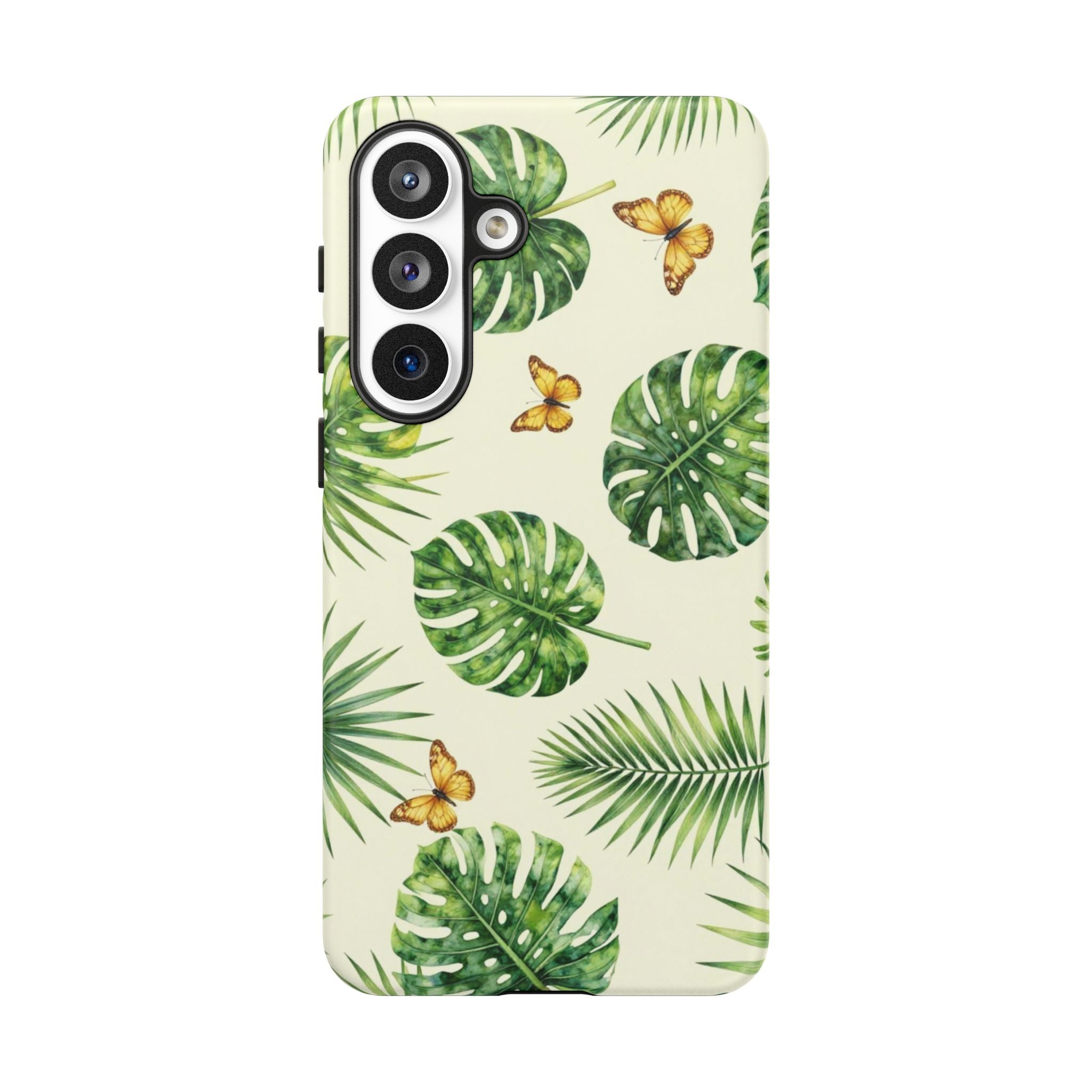 Green Monstera & Palm Leaves with Butterflies Case