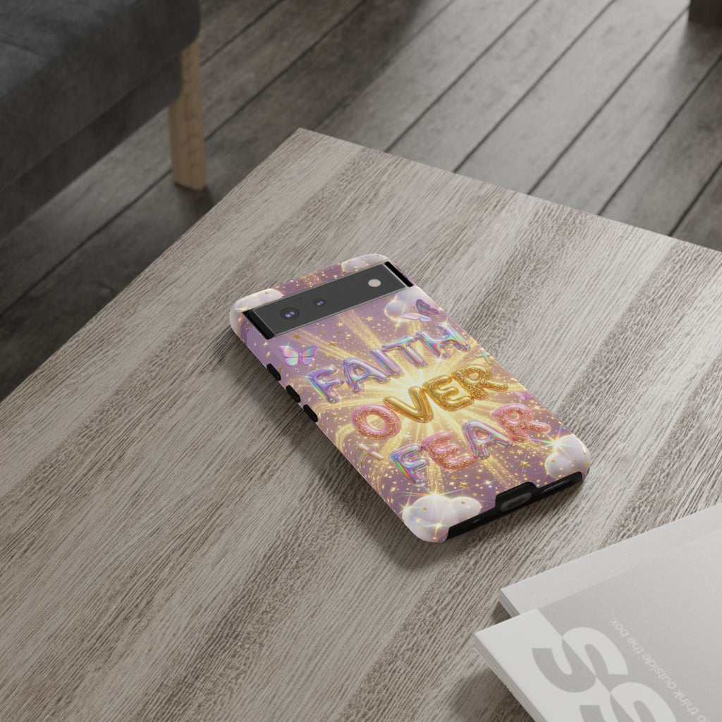 Faith Over Fear Glitter Phone Case — Inspirational Protective iPhone Cover