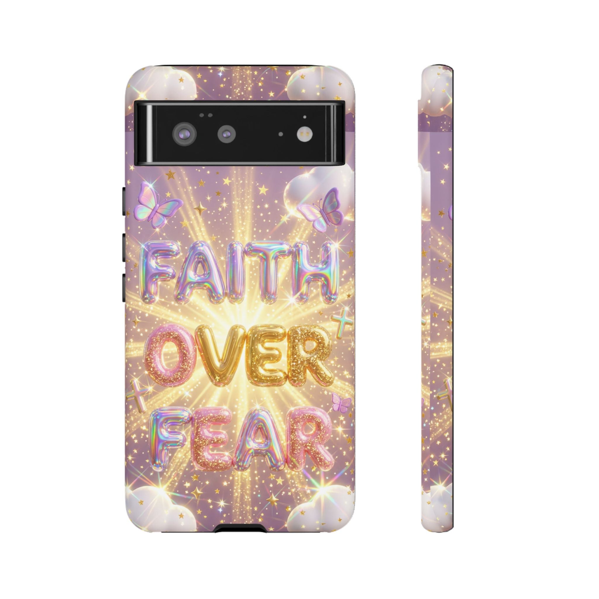 Faith Over Fear Glitter Phone Case — Inspirational Protective iPhone Cover