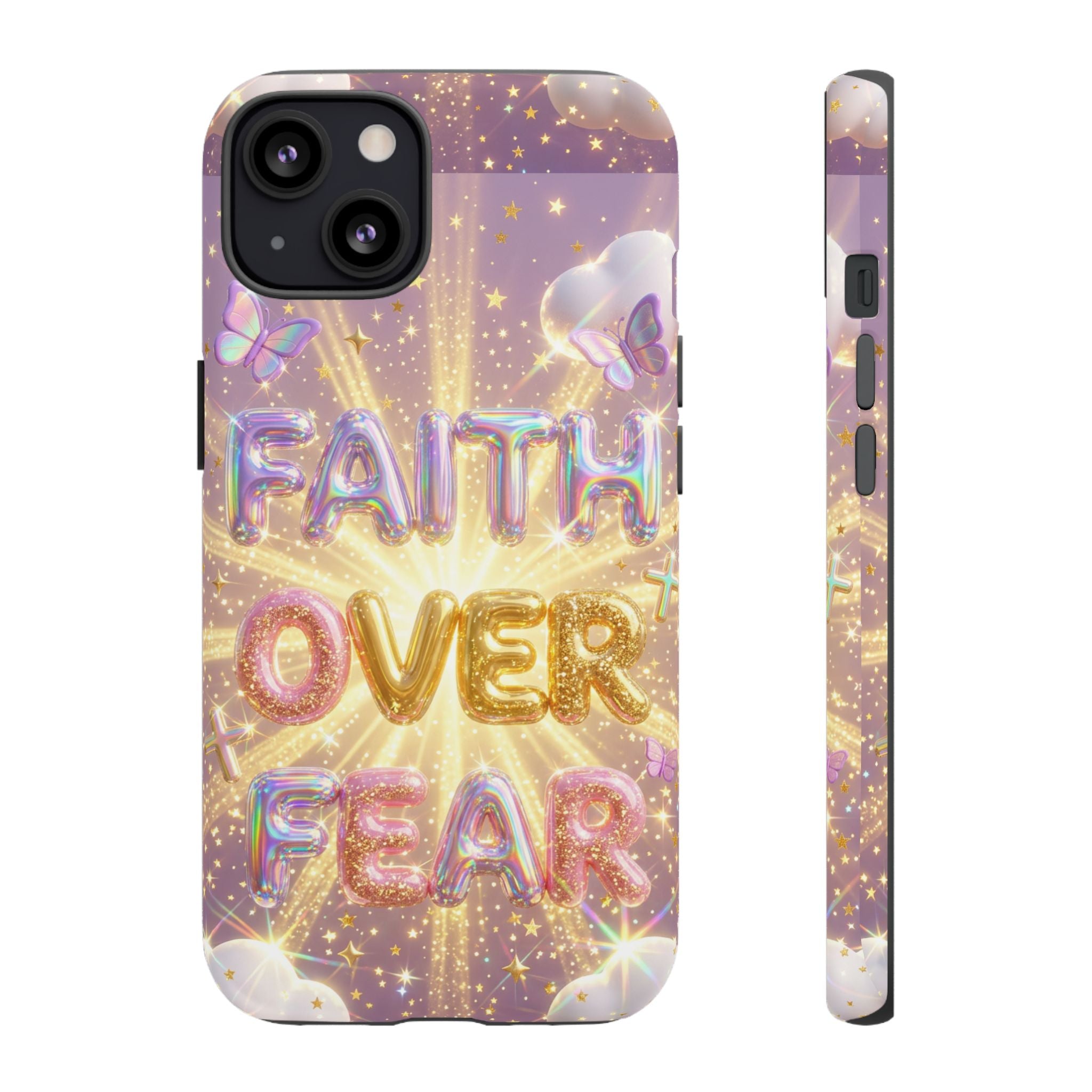 Faith Over Fear Glitter Phone Case — Inspirational Protective iPhone Cover
